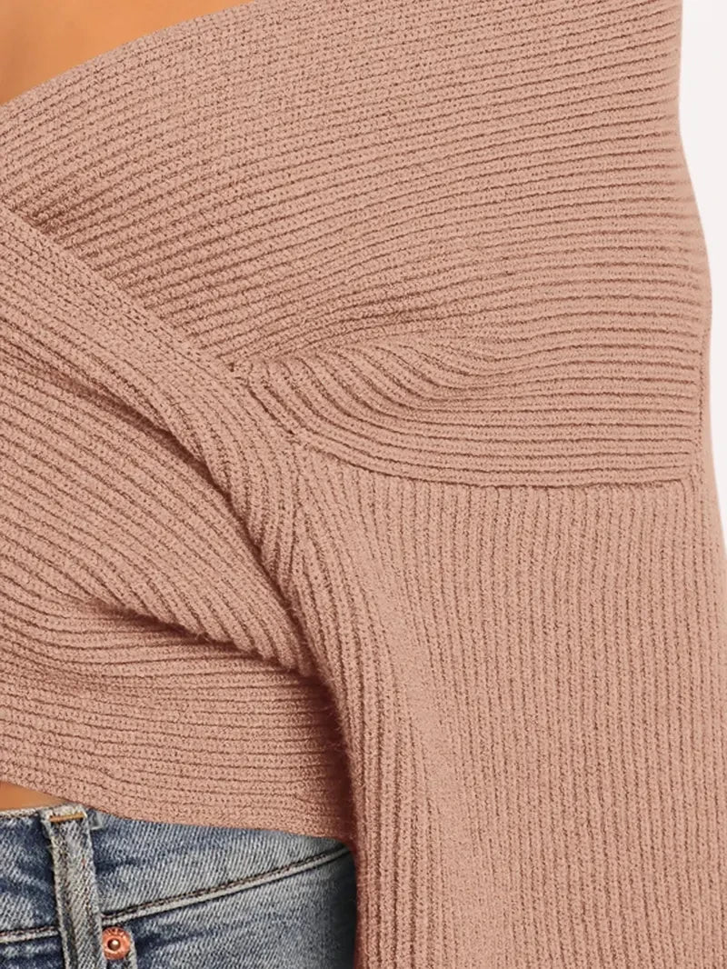 Ribbed Knit Off Shoulder Sweater