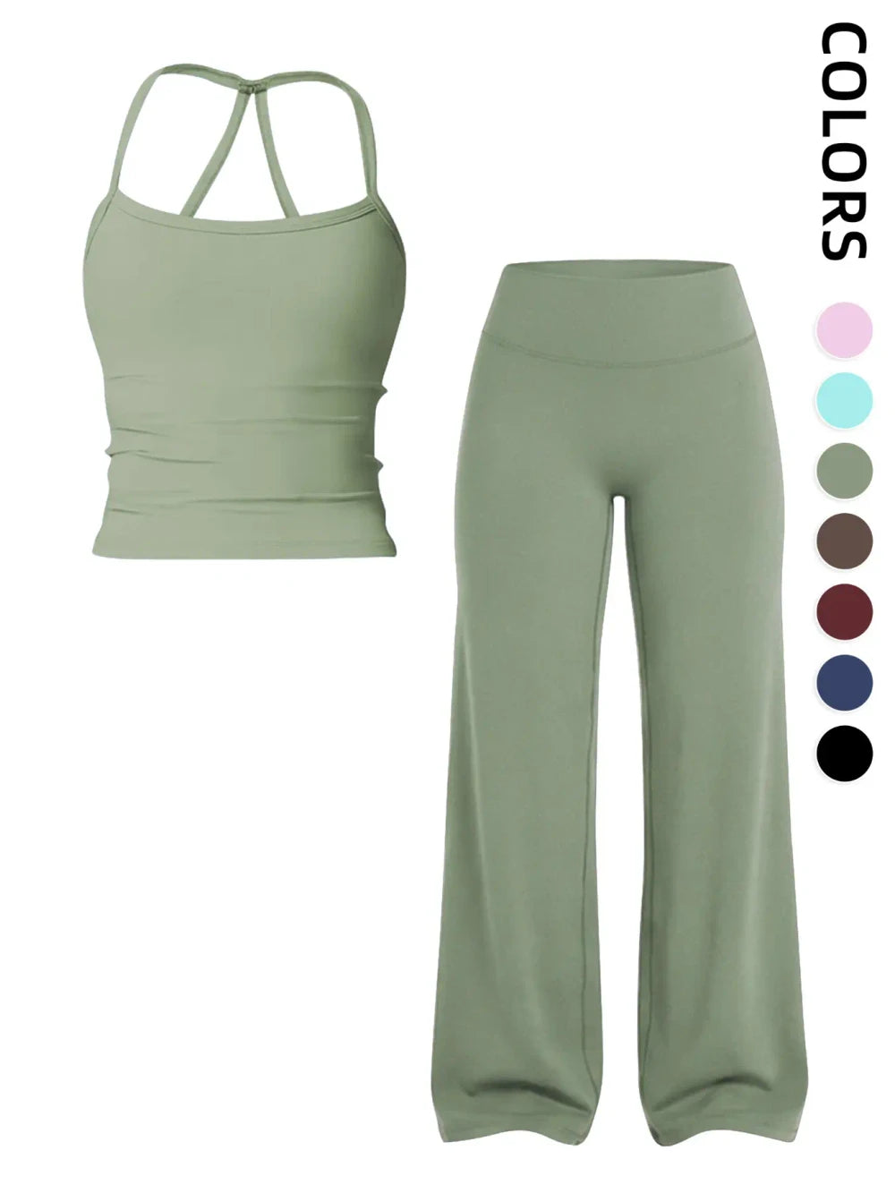 Athletic Yoga Tank Top and Pants Set