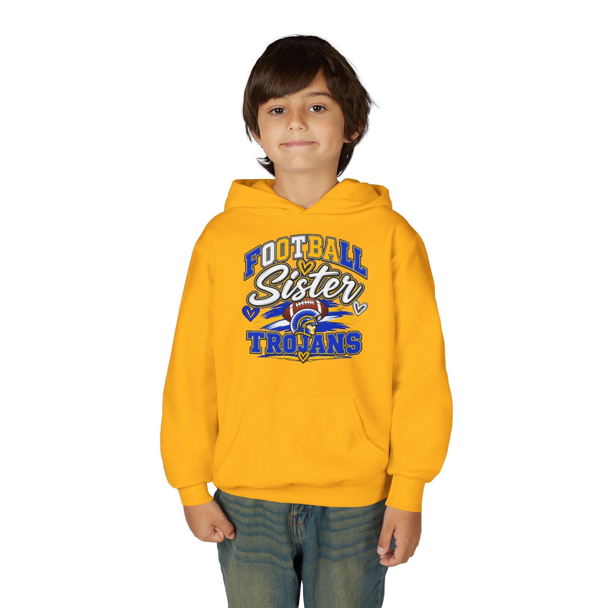 Youth Hoodie - "Football Sister" Trojans Team Spirit Pullover