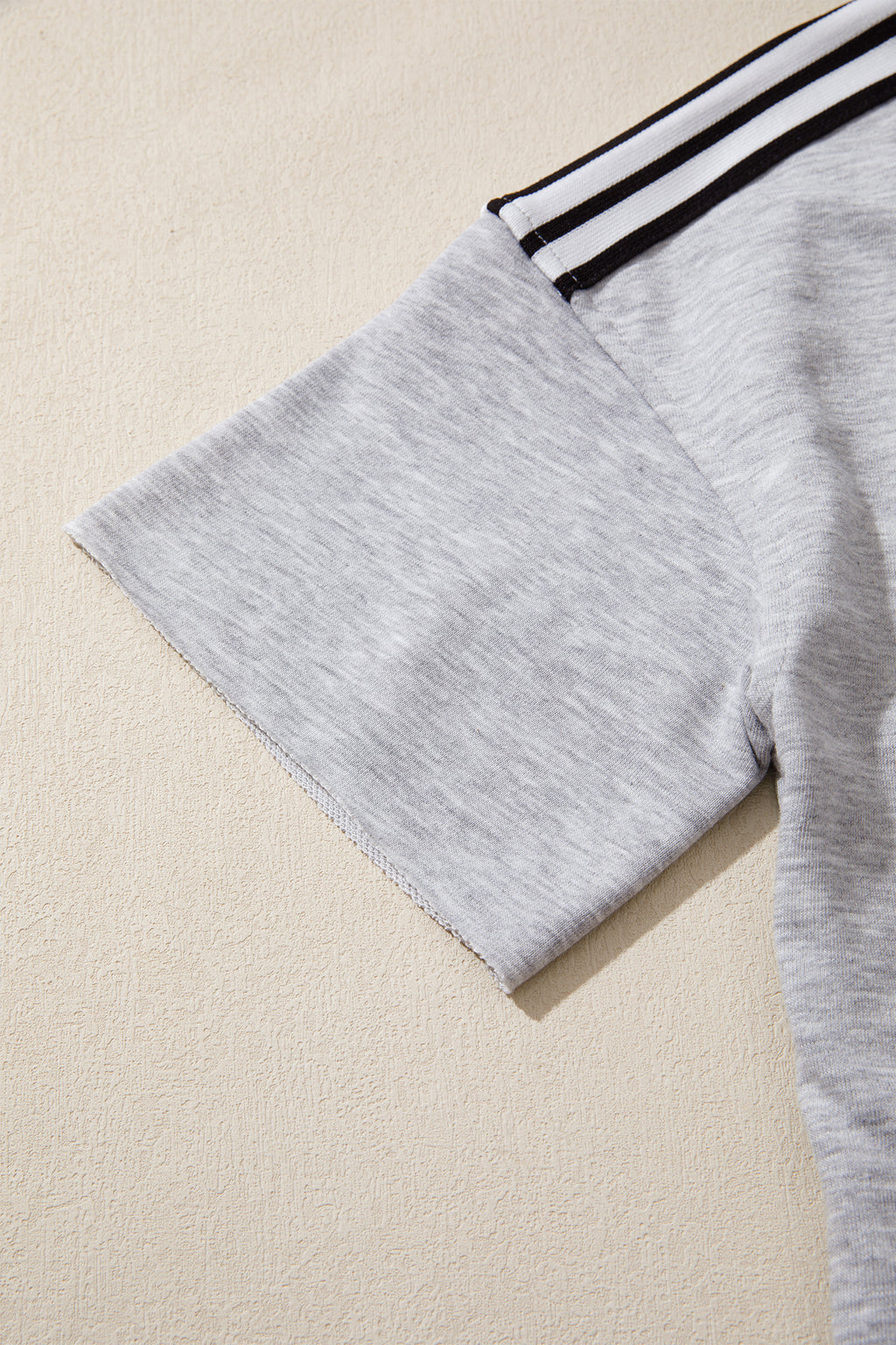 Light Grey Patchwork Detail Raw Edge Oversize Tee