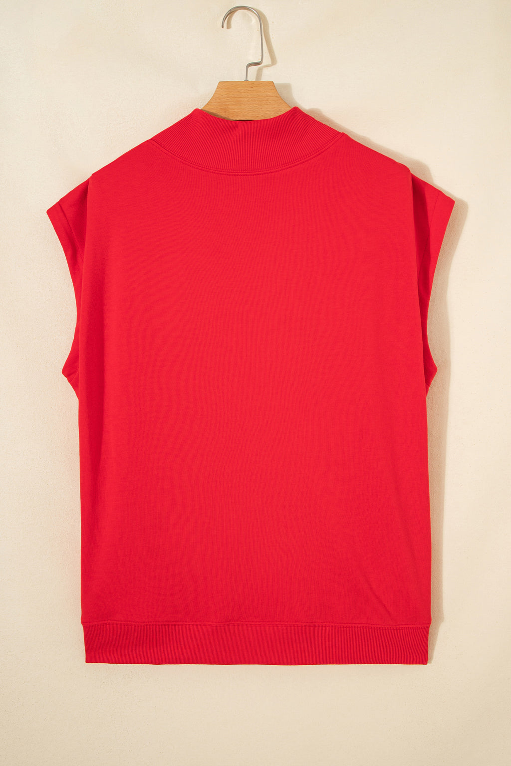 Yellow Solid Color High Neck Cap Sleeve Loose Top