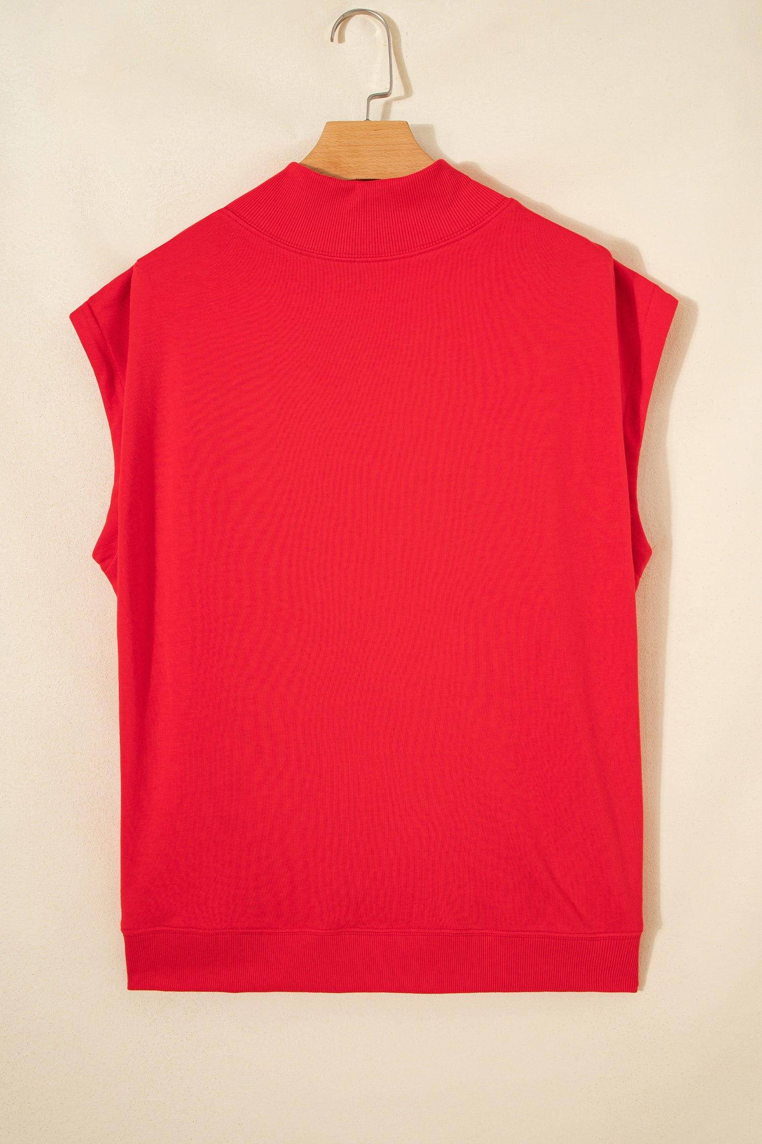 Yellow Solid Color High Neck Cap Sleeve Loose Top