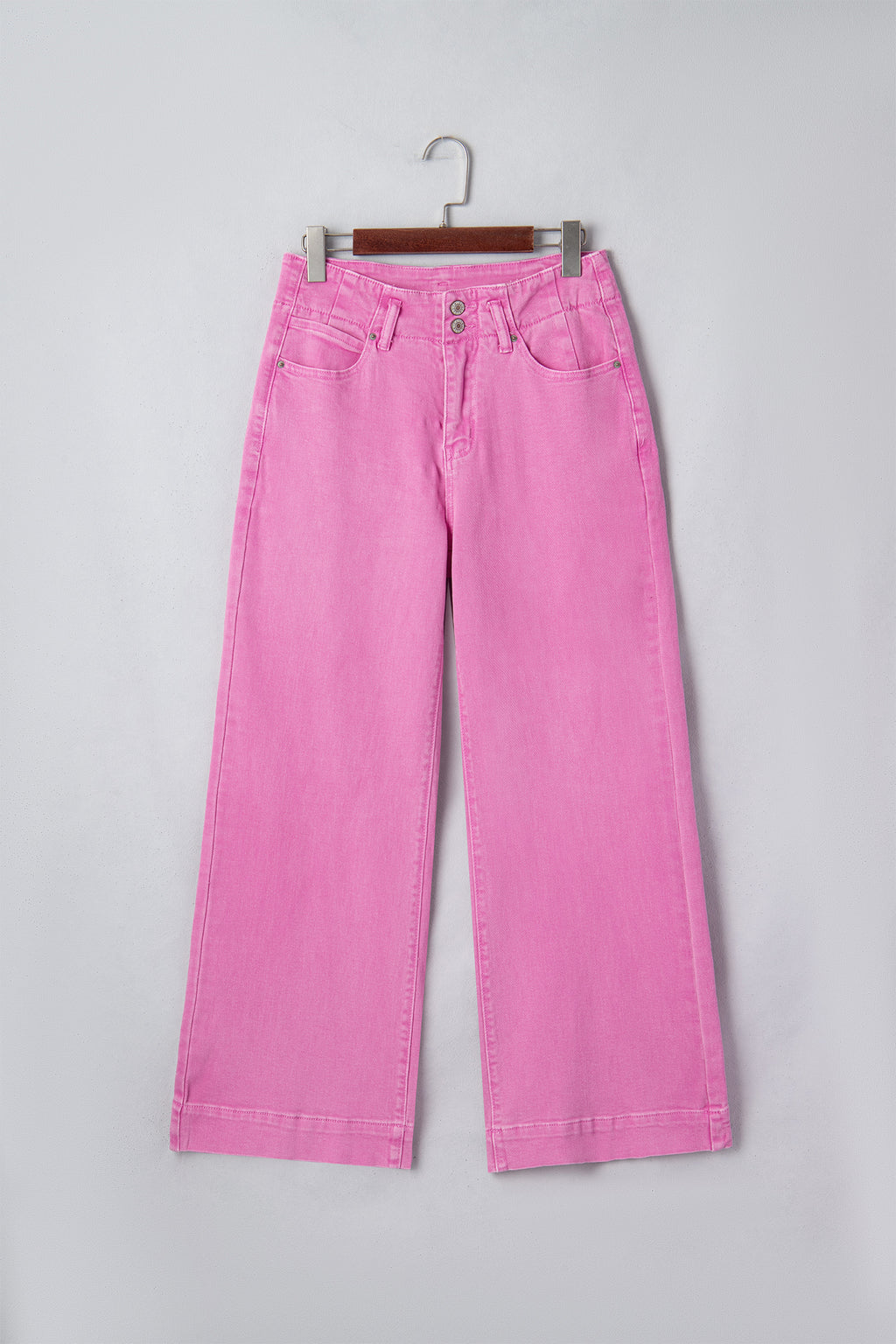 Mist Green 2-Button High Waist Wide Leg Jeans