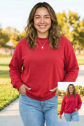 Racing Red Exposed Seam Detail Reversible Double Wear Plus Size Sweatshirt