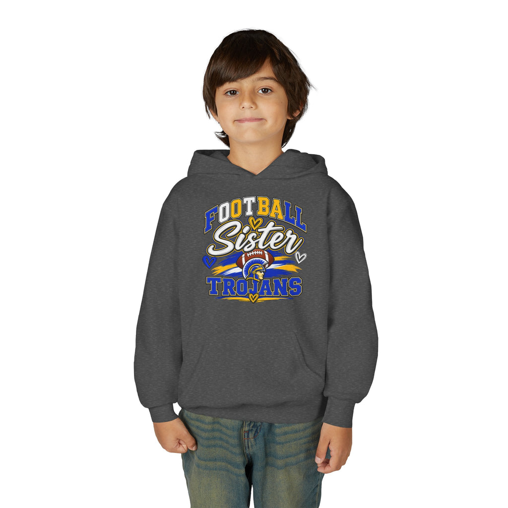 Youth Hoodie - "Football Sister" Trojans Team Spirit Pullover