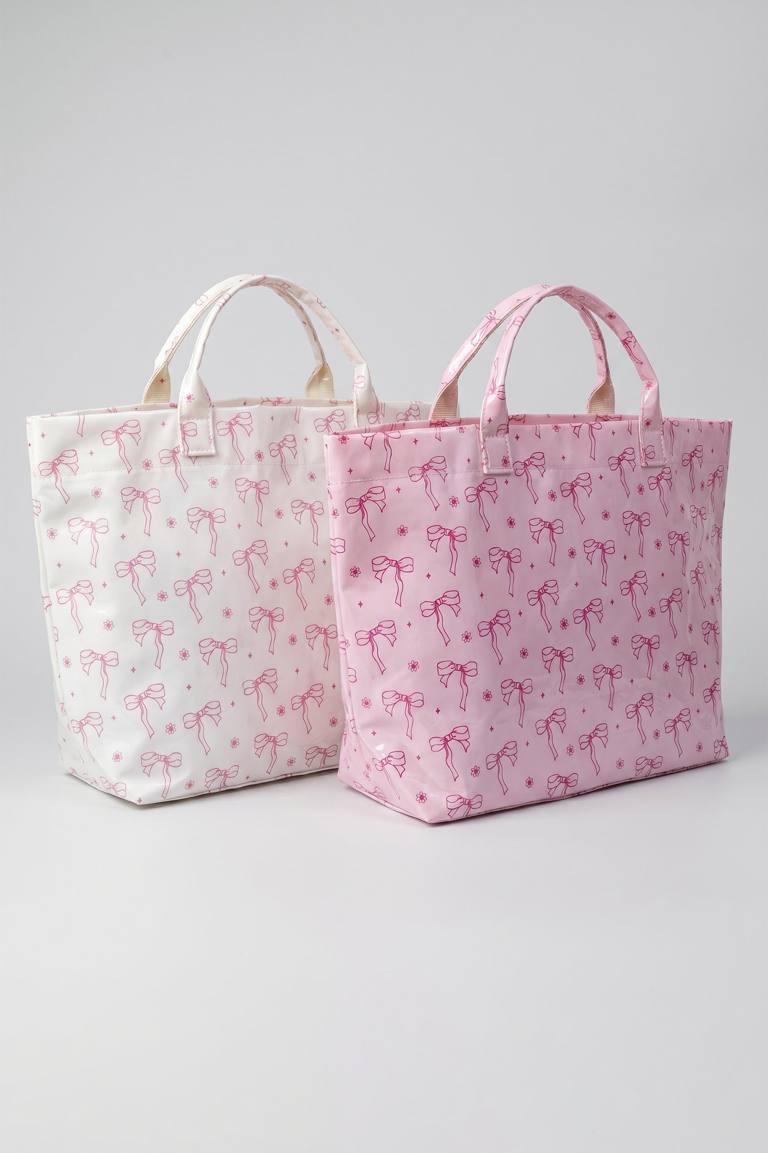 Pink Sweet Bow Flower Printed Sleek Vilnyl Tote Bag
