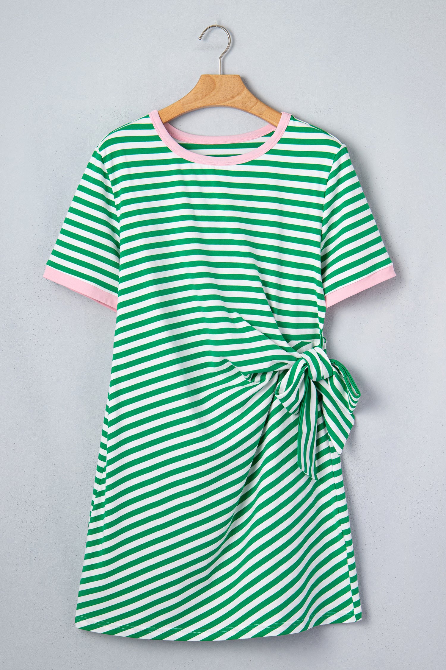 Red Nautical Tie Contrast Trim Round Neck T Shirt Mini Dress