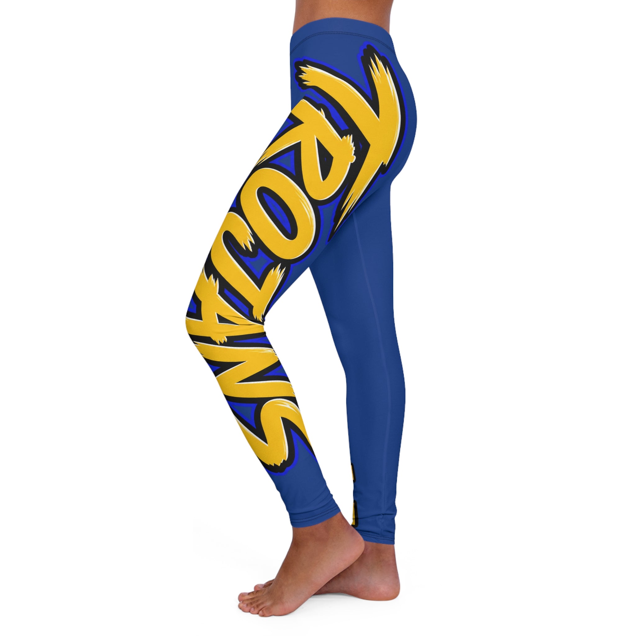 Blue & Gold 'Falcons' Athletic Leggings — All-Over Print Team Spirit