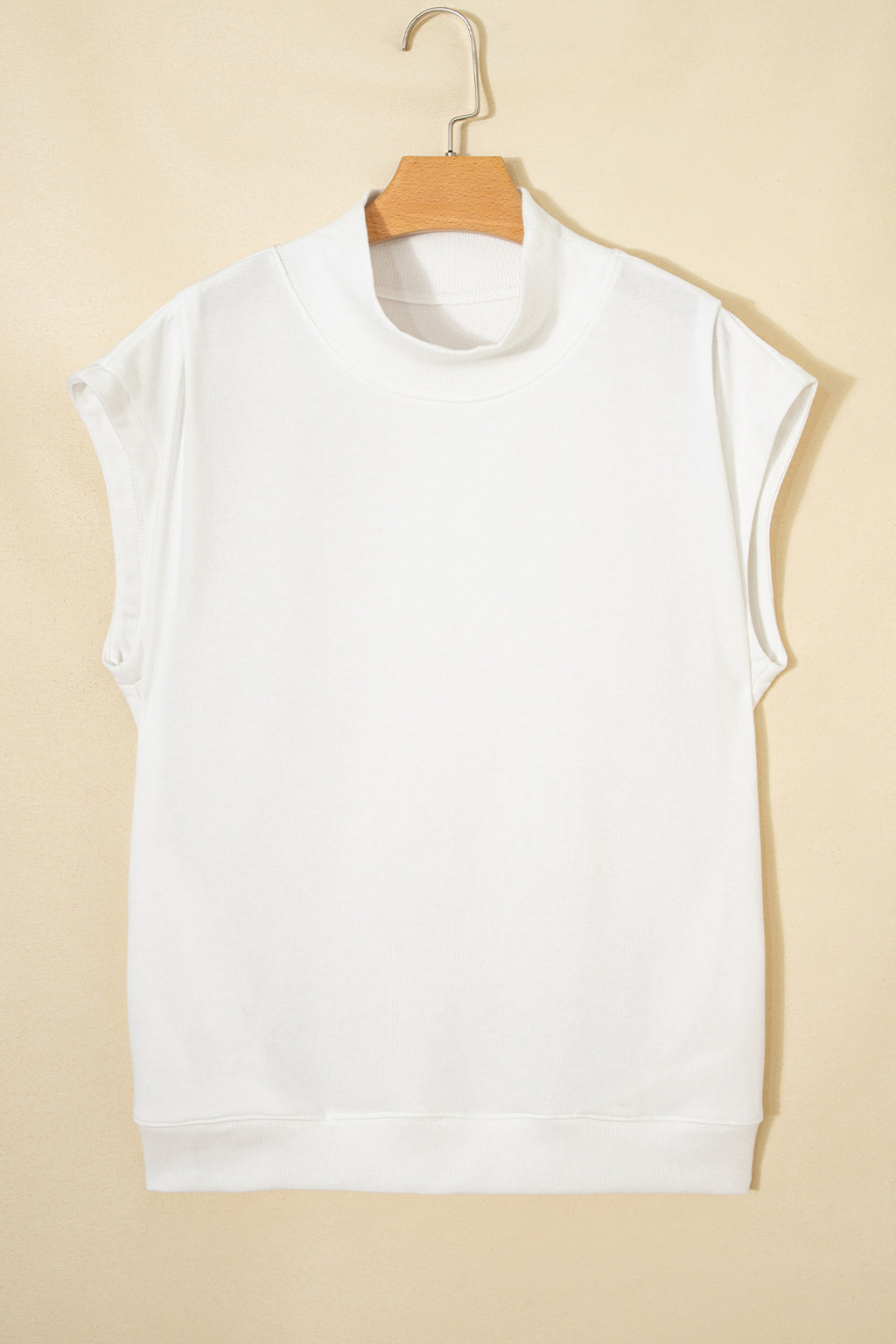 Yellow Solid Color High Neck Cap Sleeve Loose Top