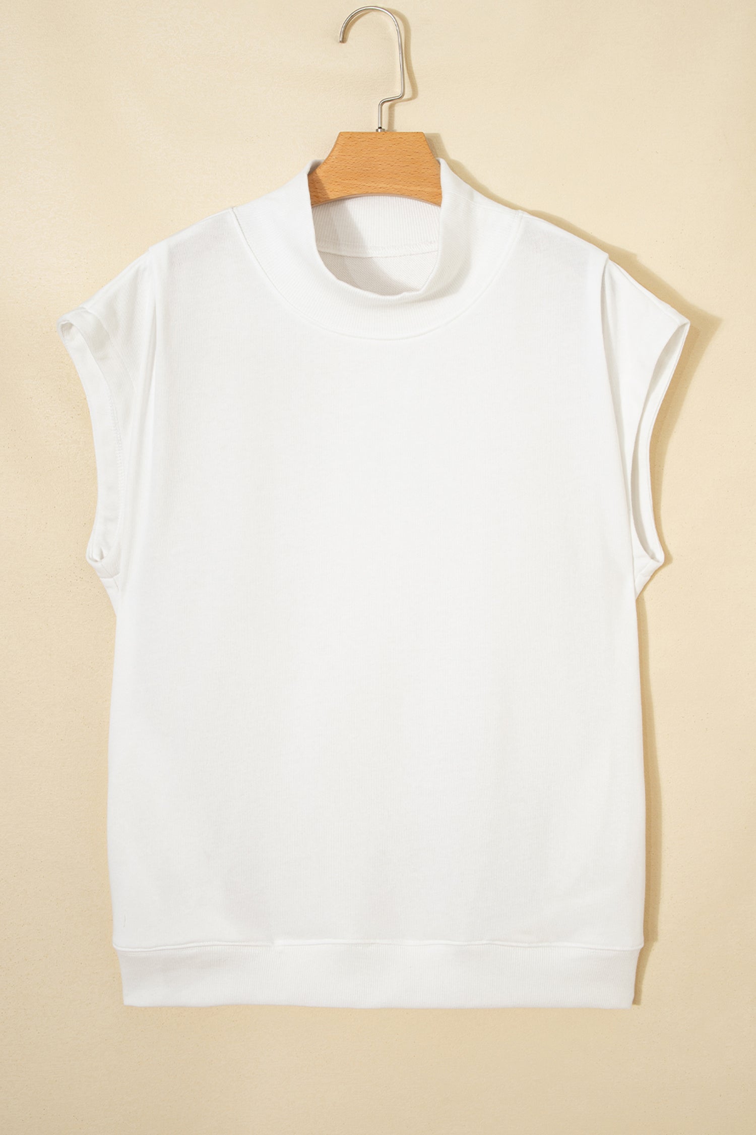 Yellow Solid Color High Neck Cap Sleeve Loose Top