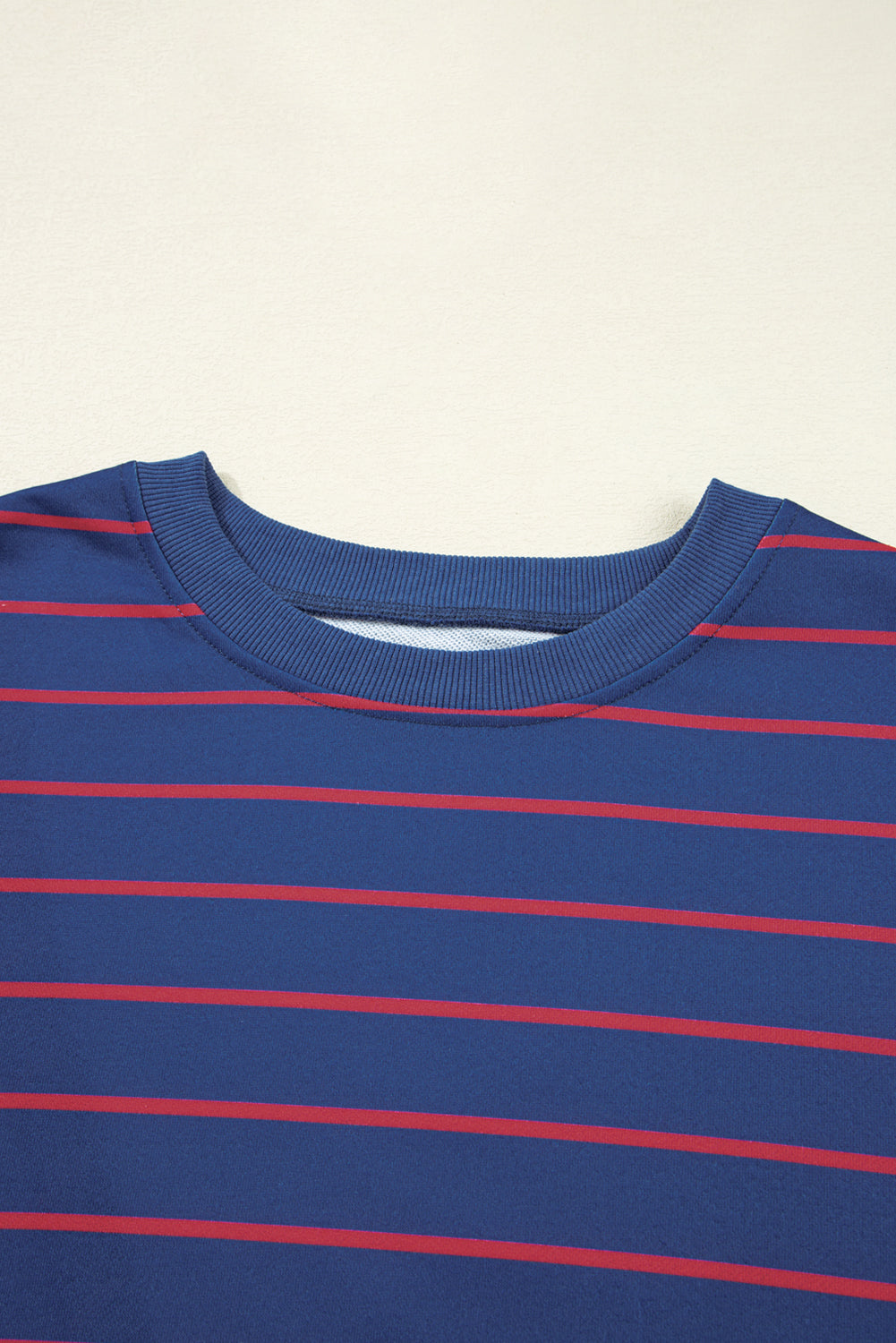 Yellow Striped Overlap Detail Drop Shoulder Pullover Sweatshirt