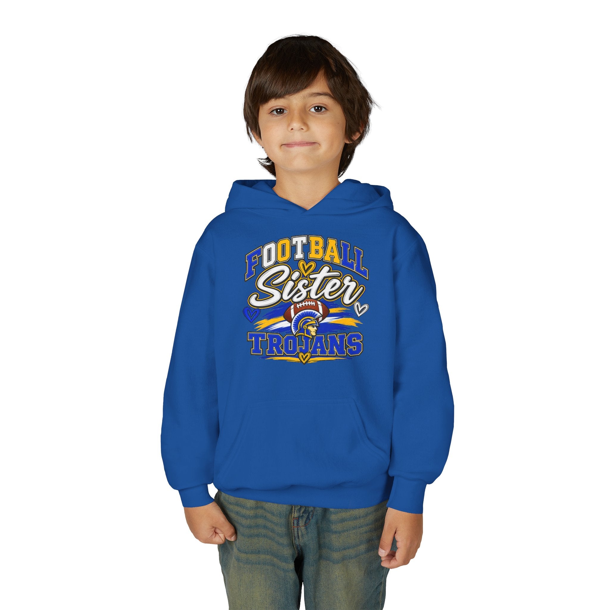 Youth Hoodie - "Football Sister" Trojans Team Spirit Pullover