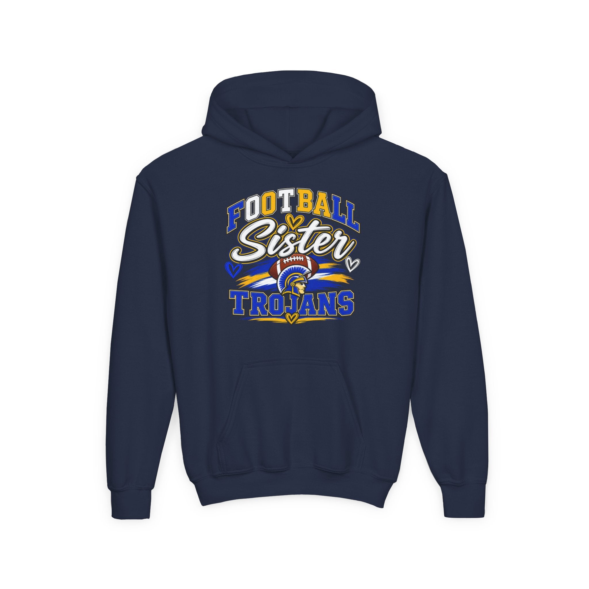 Youth Hoodie - "Football Sister" Trojans Team Spirit Pullover