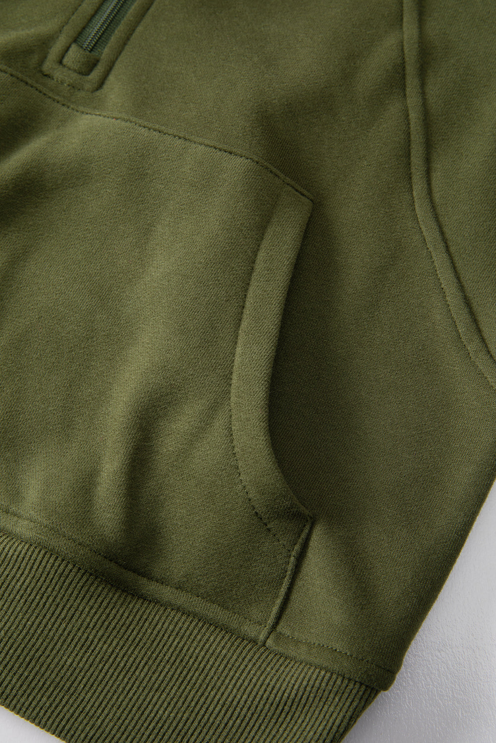 Phalaenopsis Zip Up Stand Collar Ribbed Thumbhole Sleeve Sweatshirt