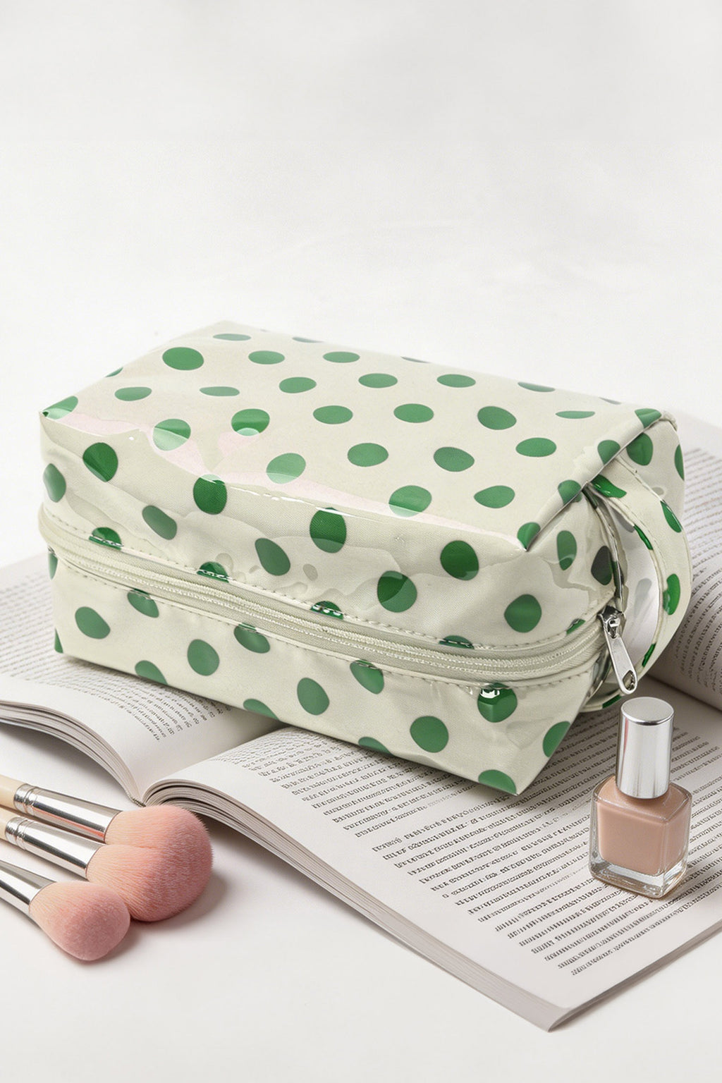 Pink Durable PVC Polka Dot Makeup Bag