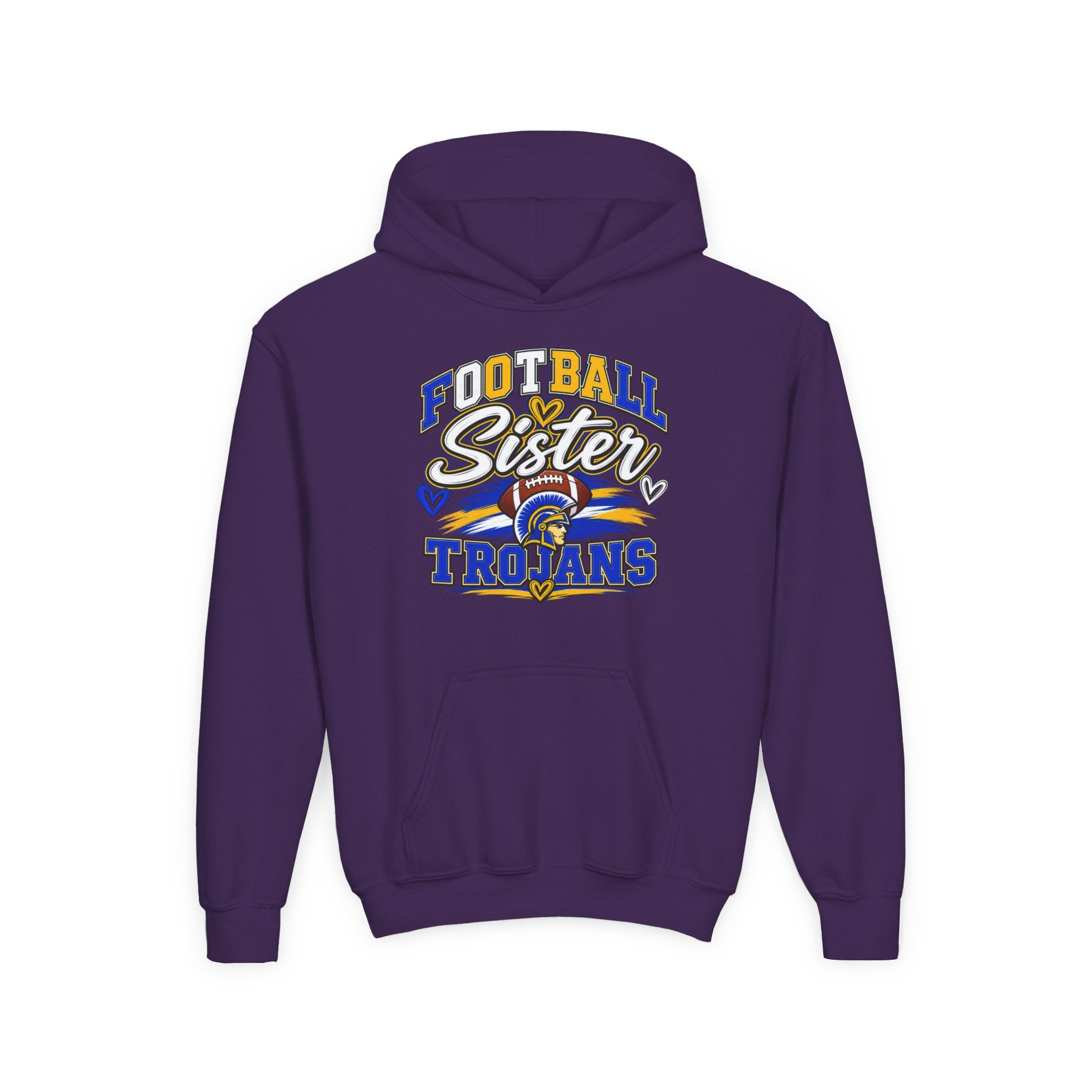 Youth Hoodie - "Football Sister" Trojans Team Spirit Pullover