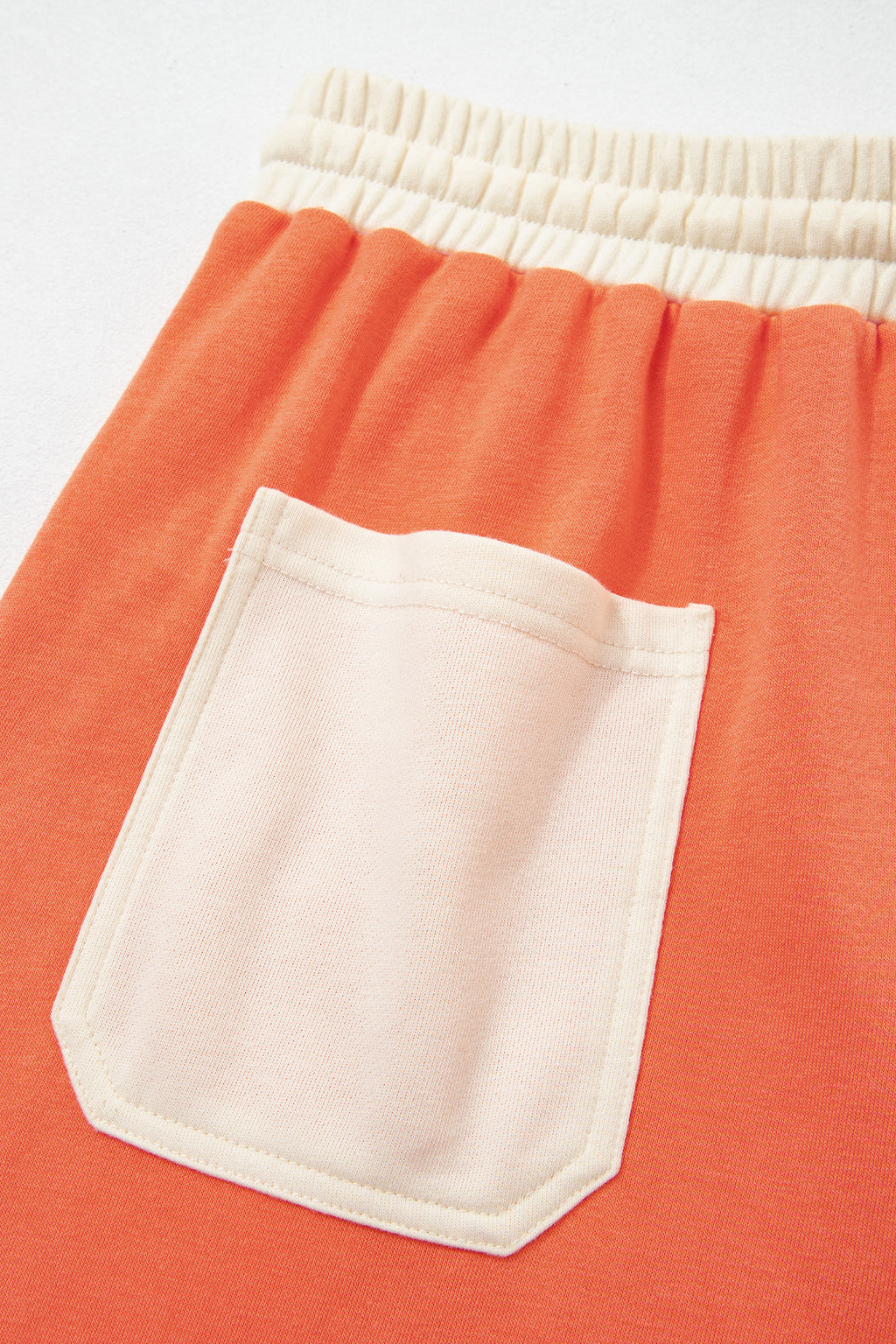 Russet Orange Raw Seam Colorblock Wide Leg Ankle Length Casual Pants