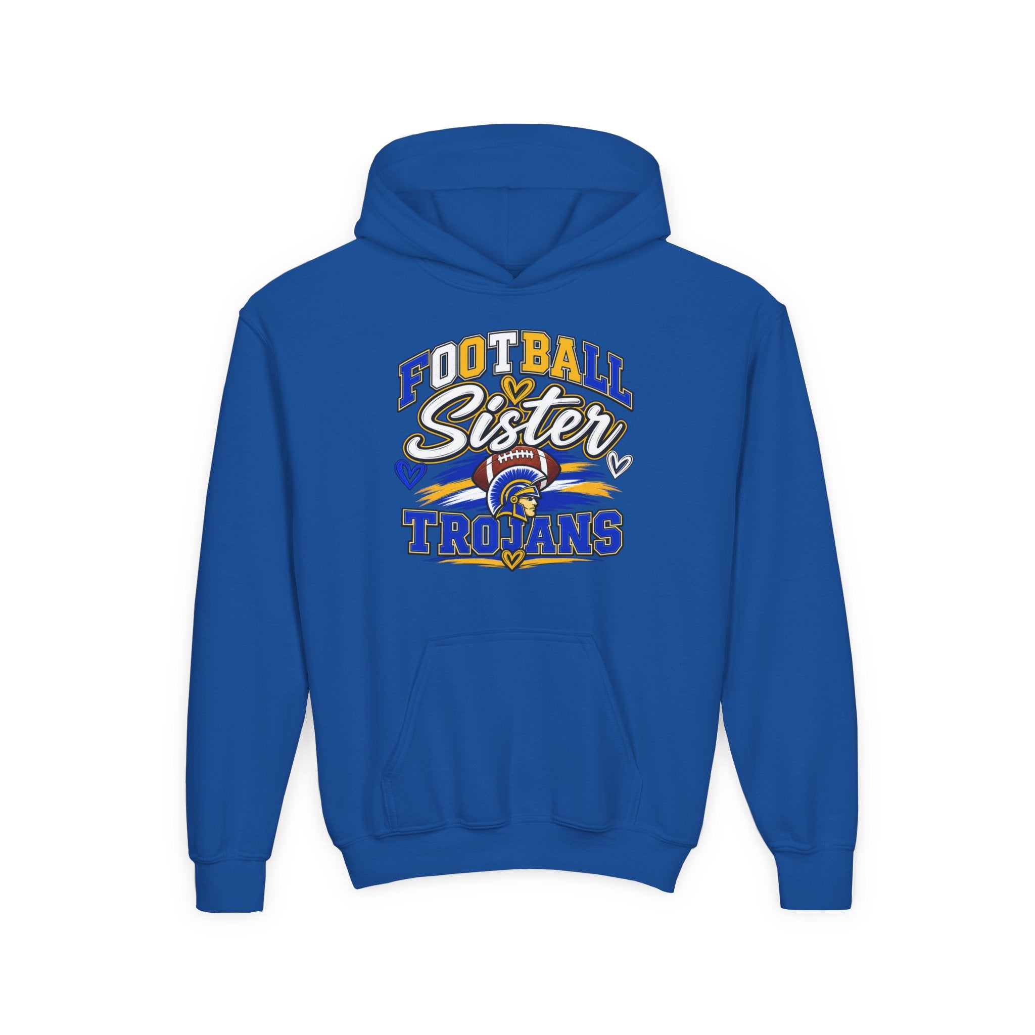Youth Hoodie - "Football Sister" Trojans Team Spirit Pullover