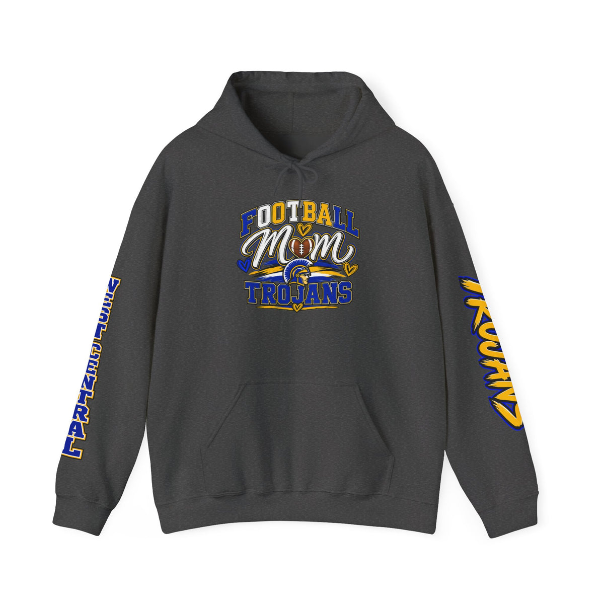 Football Mom Hoodie — Trojans West Central Sleeve Design
