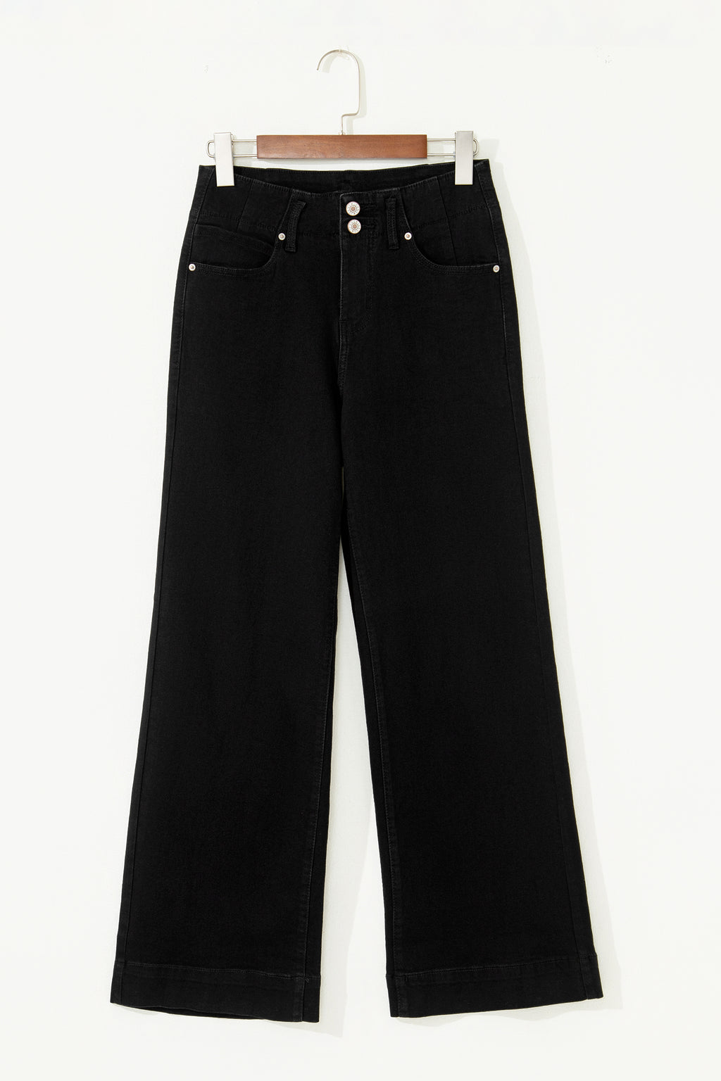 Mist Green 2-Button High Waist Wide Leg Jeans
