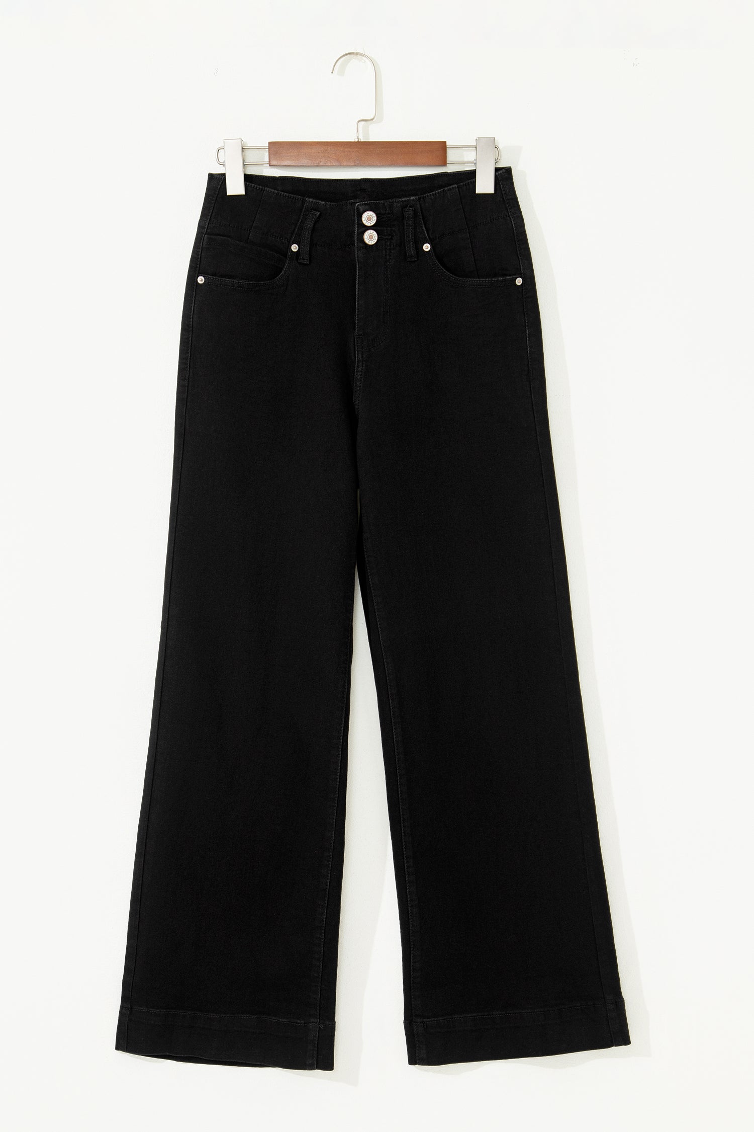 Mist Green 2-Button High Waist Wide Leg Jeans