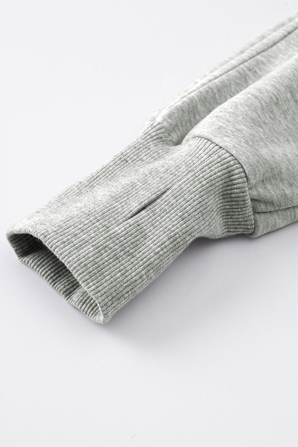 Phalaenopsis Zip Up Stand Collar Ribbed Thumbhole Sleeve Sweatshirt