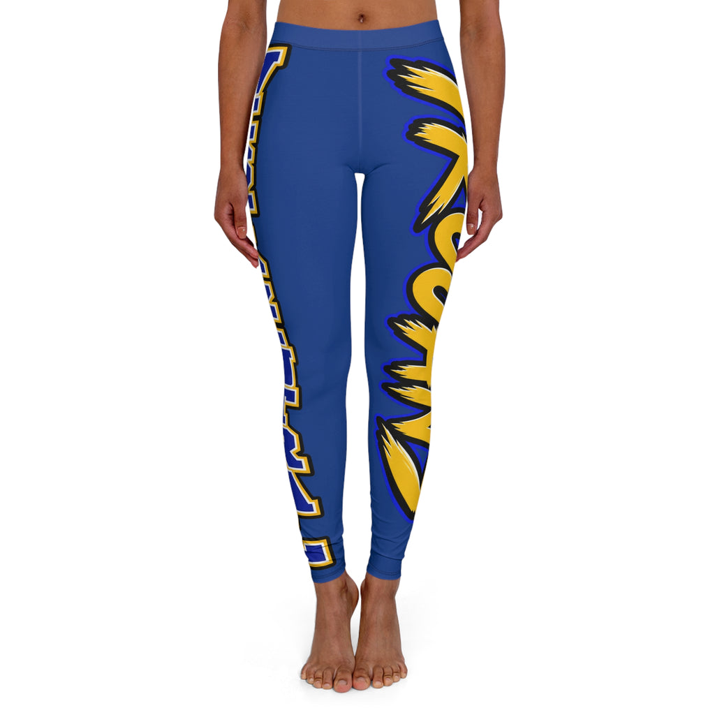 Blue & Gold 'Falcons' Athletic Leggings — All-Over Print Team Spirit