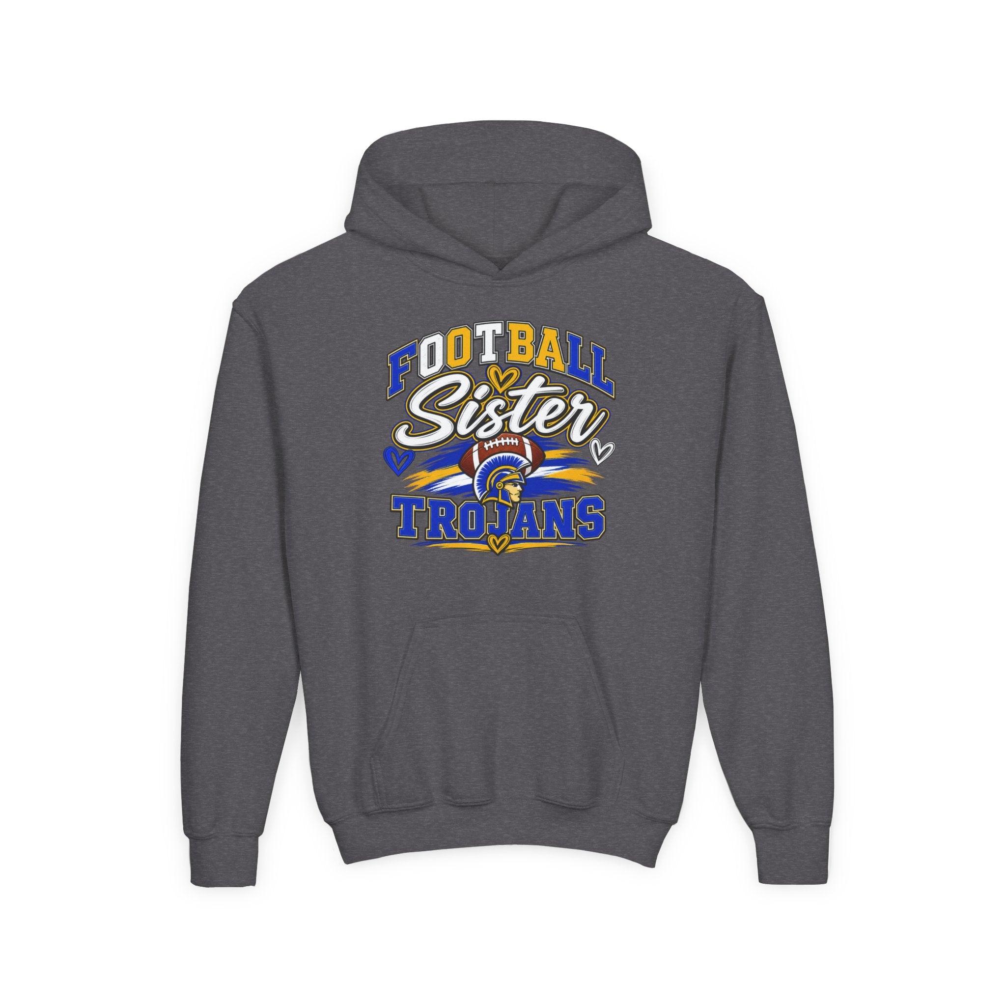 Youth Hoodie - "Football Sister" Trojans Team Spirit Pullover