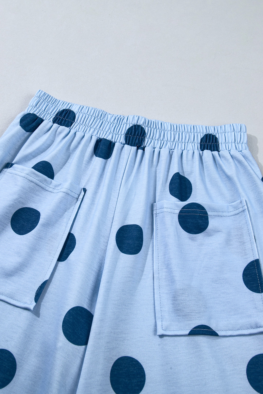 Beige Polka Dot Wide Leg Elastic Waist Casual Pants