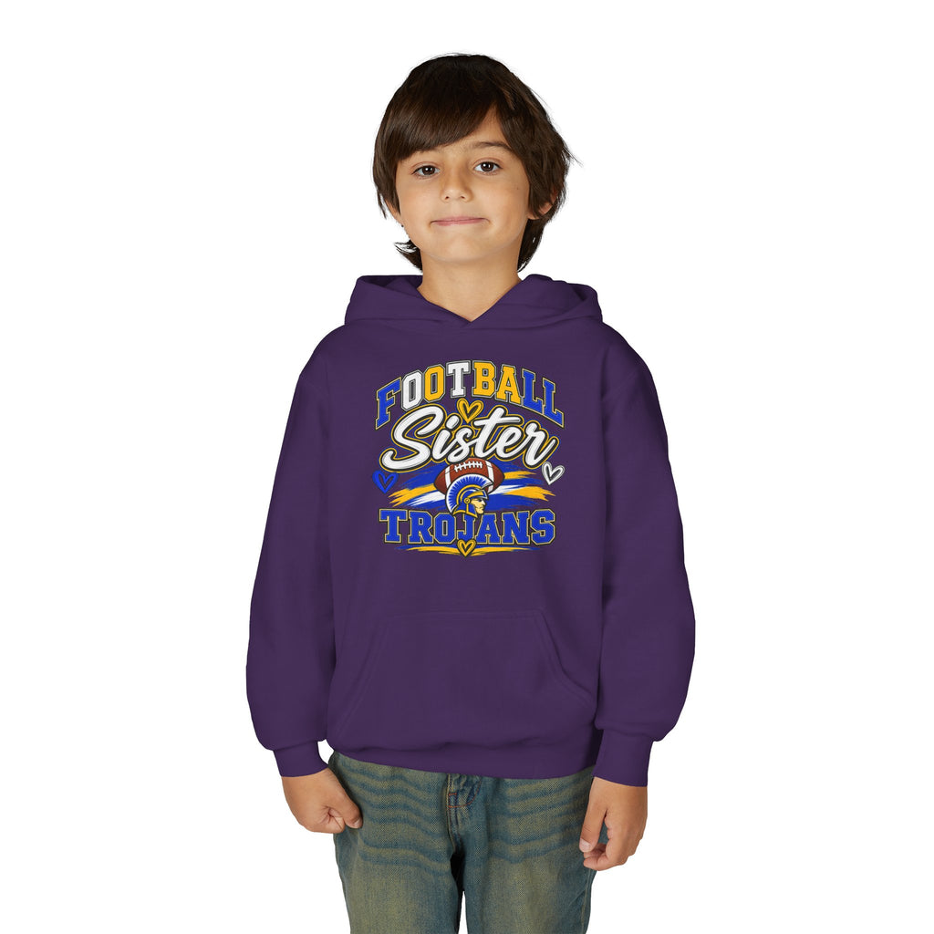 Youth Hoodie - "Football Sister" Trojans Team Spirit Pullover