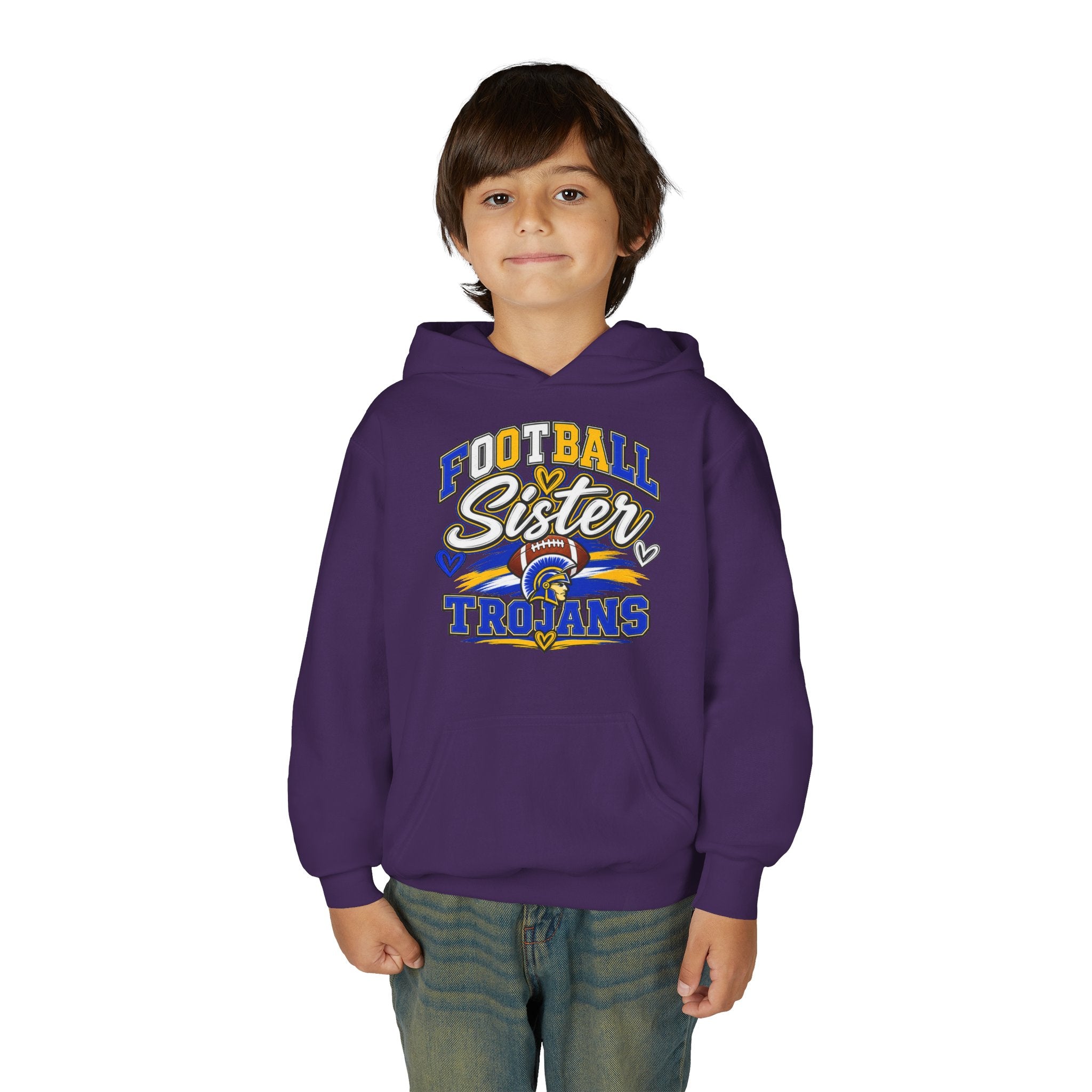 Youth Hoodie - "Football Sister" Trojans Team Spirit Pullover