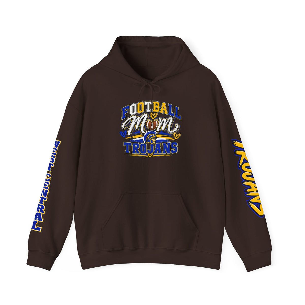 Football Mom Hoodie — Trojans West Central Sleeve Design
