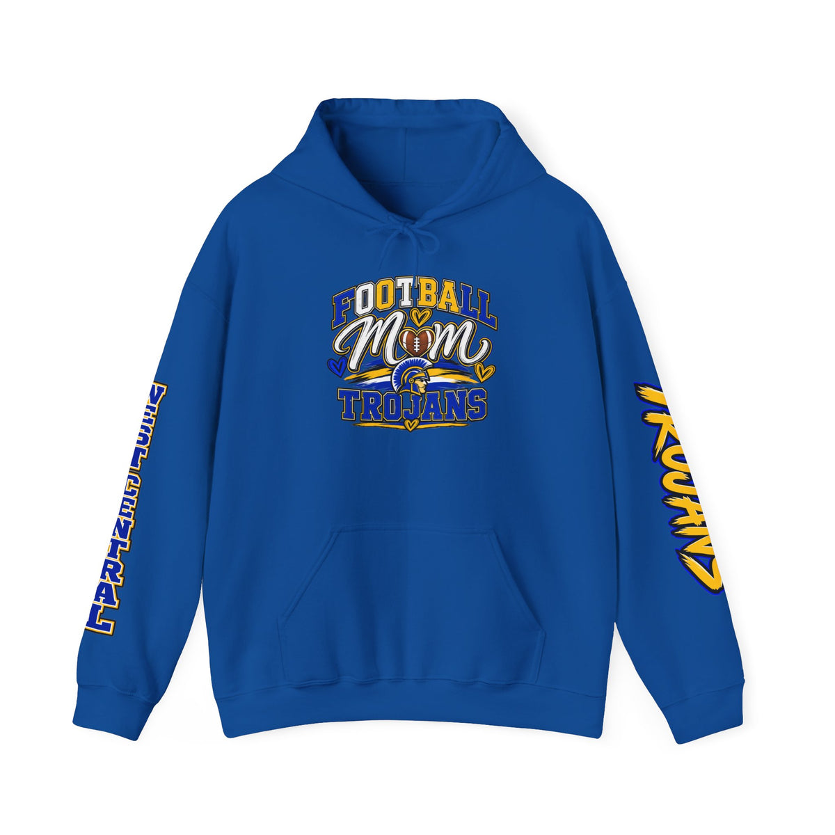 Football Mom Hoodie — Trojans West Central Sleeve Design