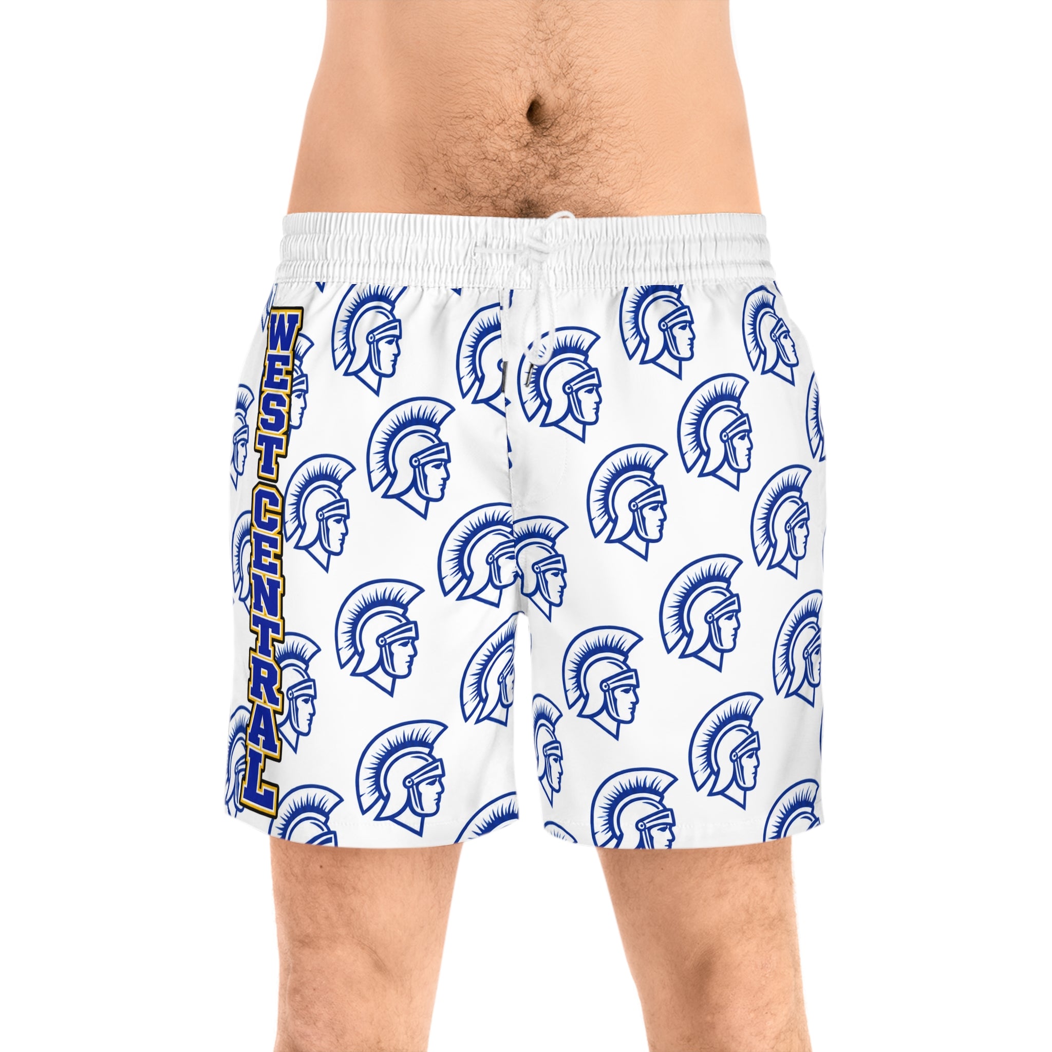 Trojan Swim Shorts — West Central All-Over Print Men’s Swim Trunks