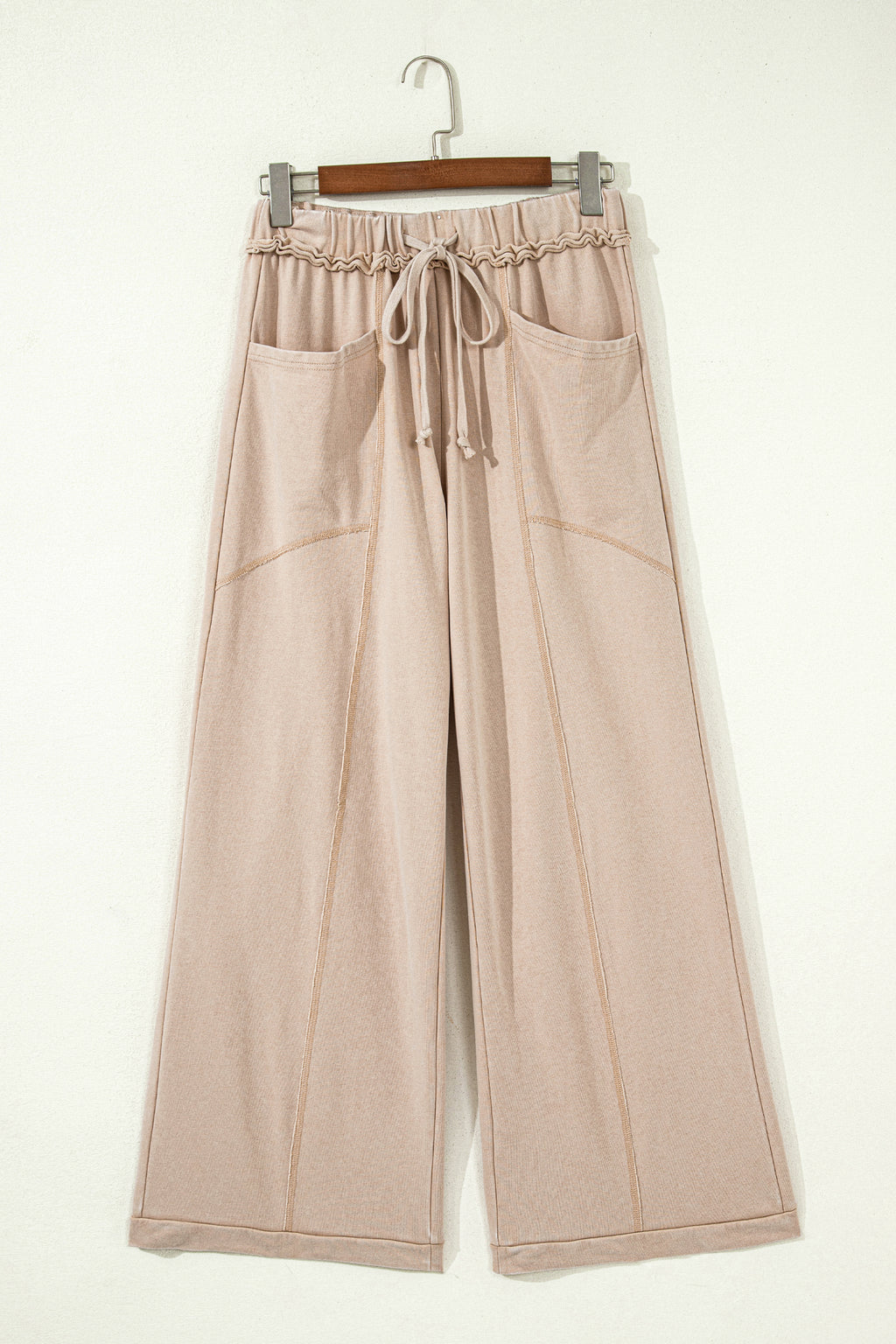 Ashleigh Blue Mineral Wash Drawstring Retro High Waist Wide Leg Western Pants