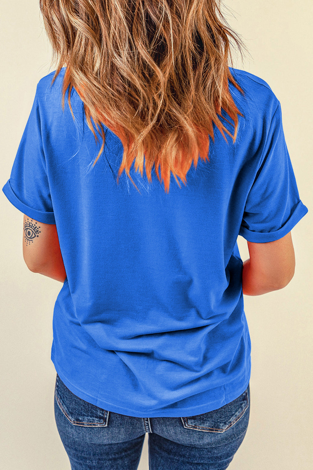 Dark Blue GAME DAY Checkered Print Rugby Graphic T Shirt
