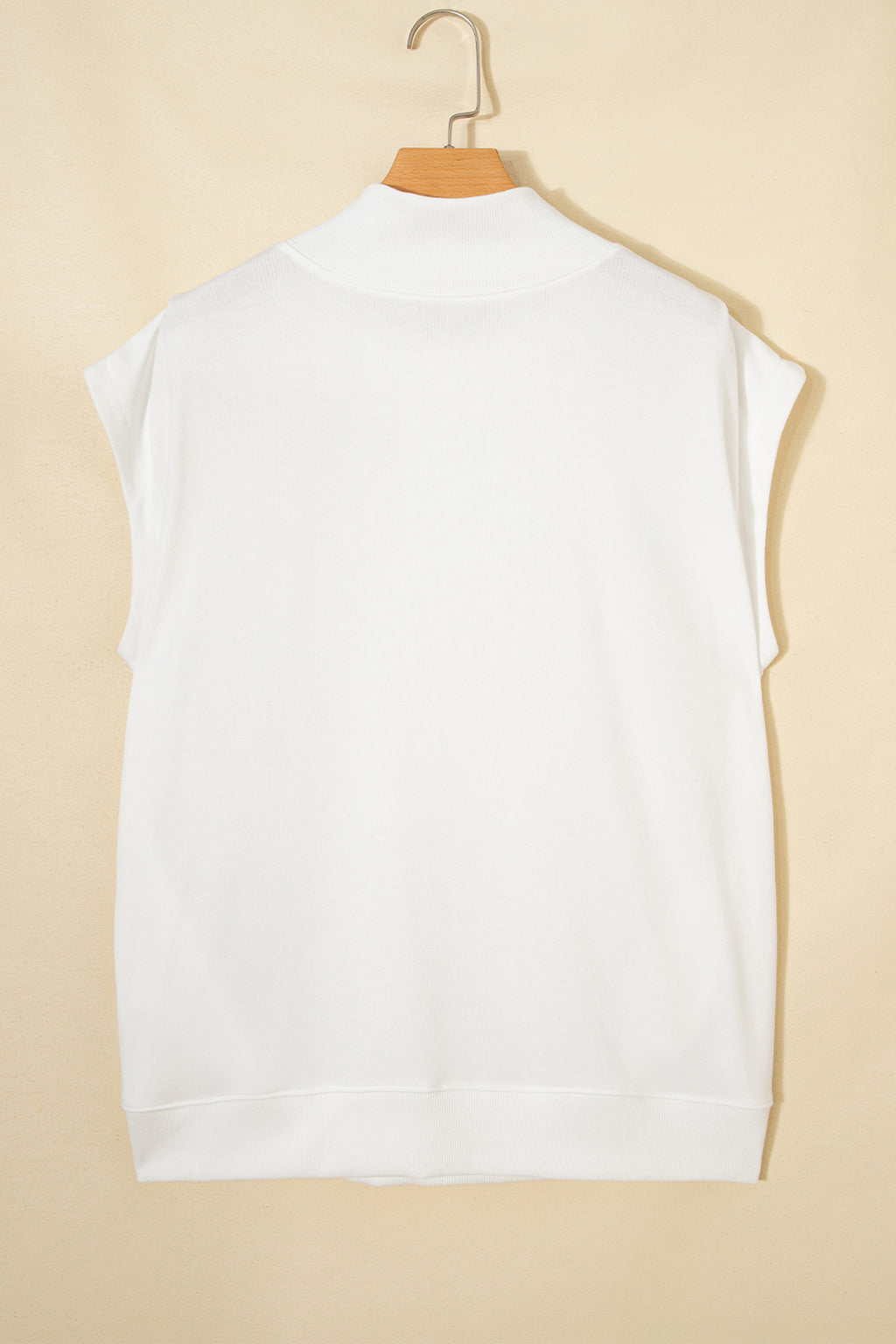 Yellow Solid Color High Neck Cap Sleeve Loose Top
