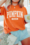 Orange PUMPKIN SEASON Letter Print Relaxed T Shirt