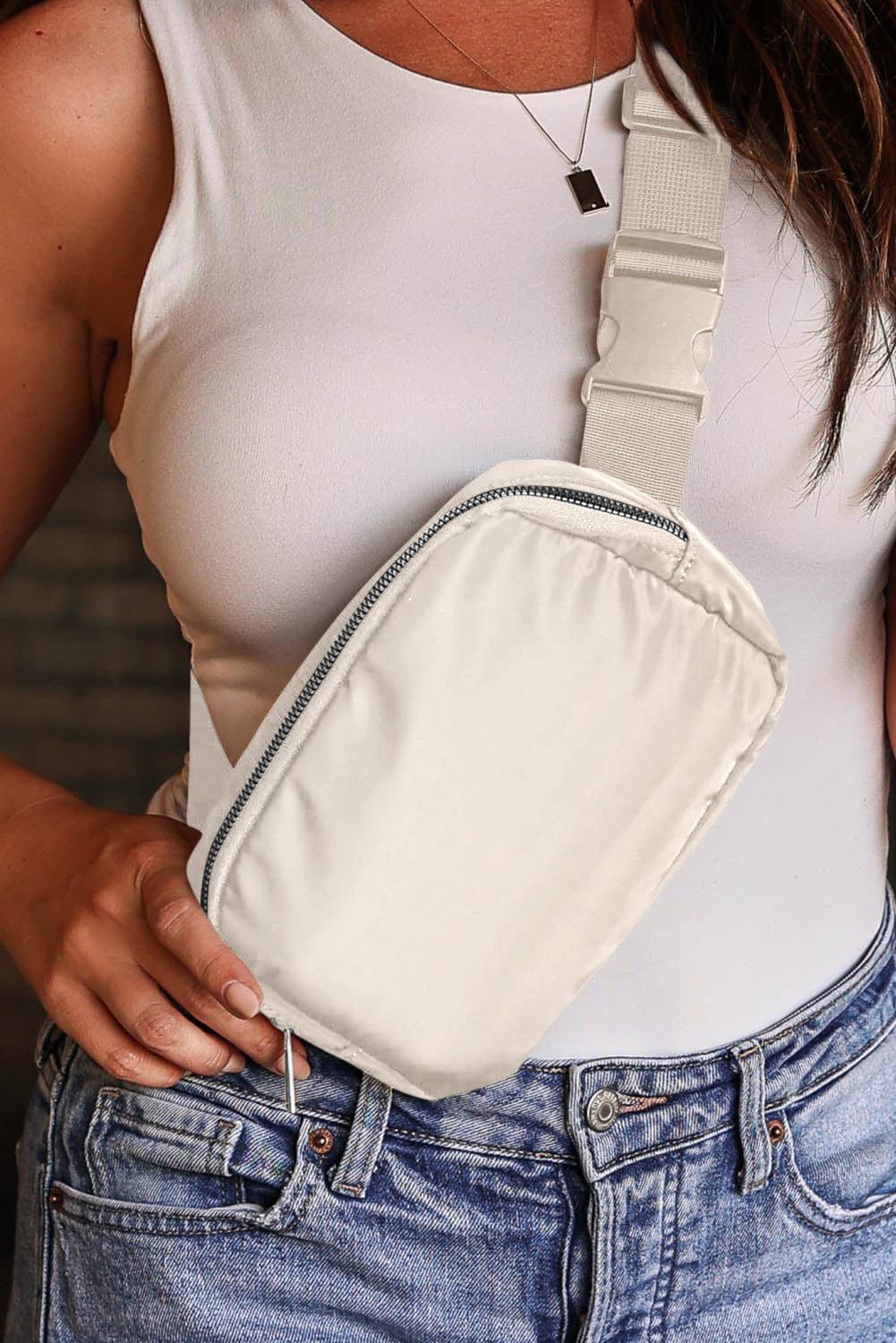 Black Waterproof Zipped Fanny Pack Crossbody Bag