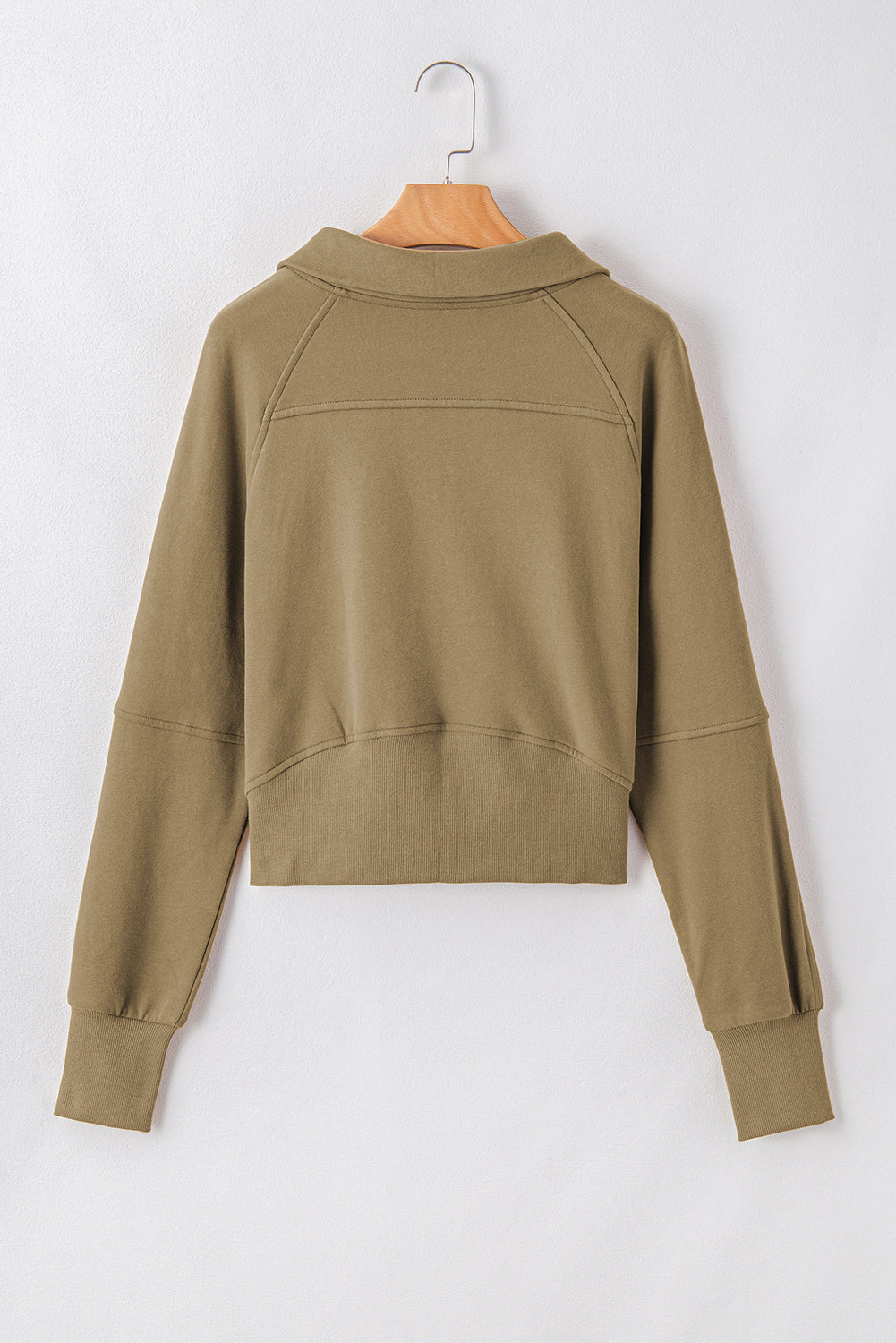 Phalaenopsis Zip Up Stand Collar Ribbed Thumbhole Sleeve Sweatshirt