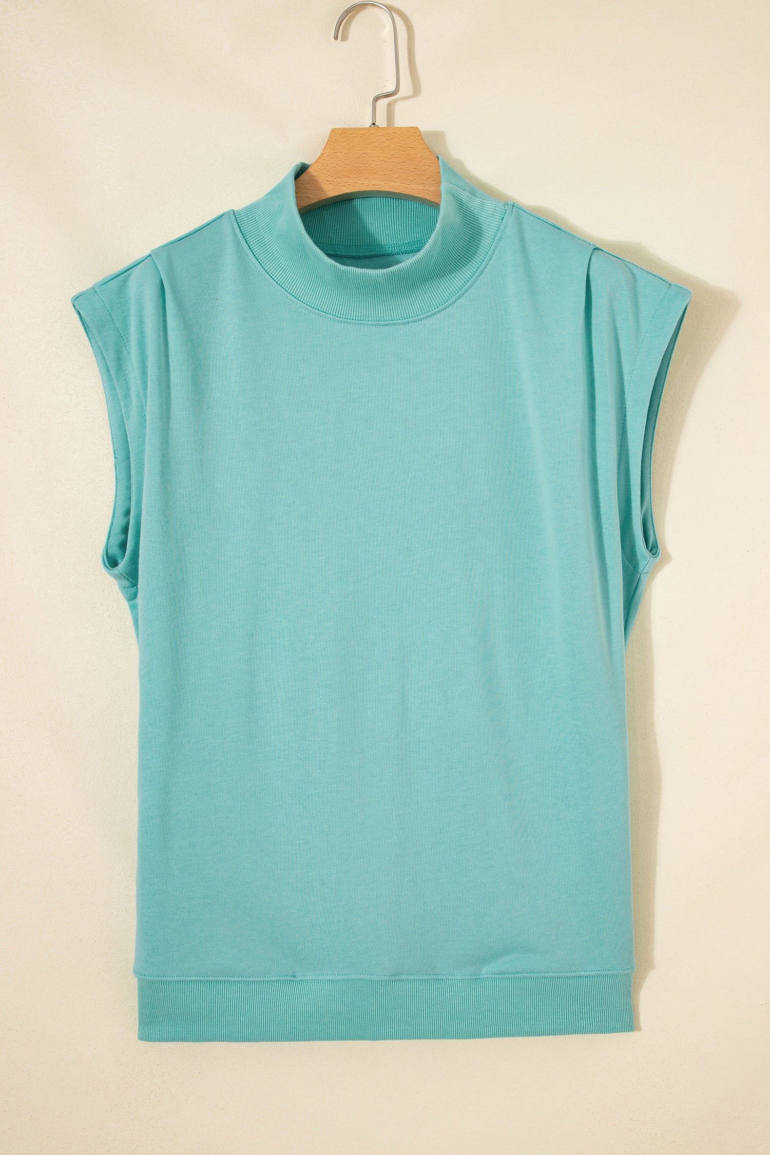 Yellow Solid Color High Neck Cap Sleeve Loose Top