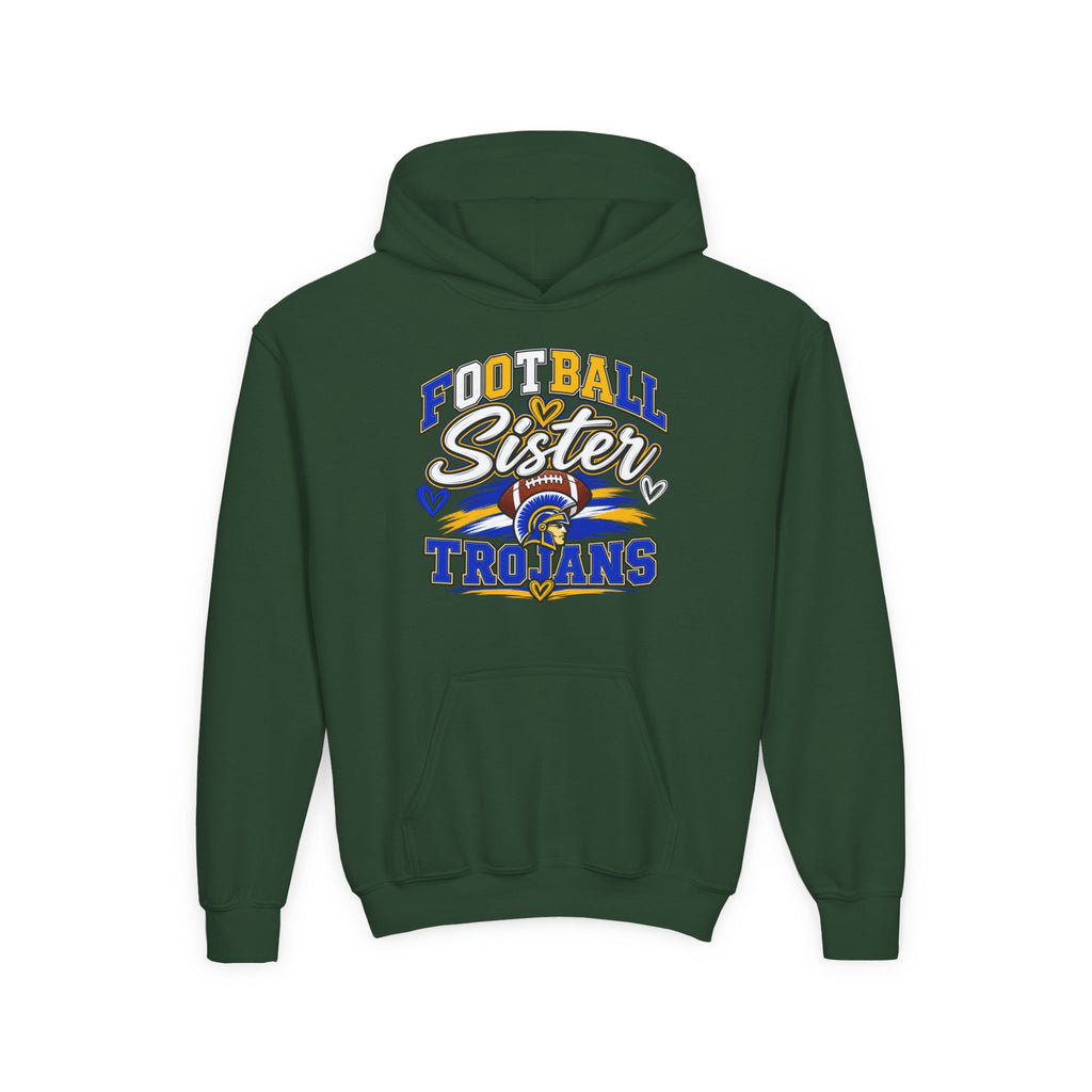 Youth Hoodie - "Football Sister" Trojans Team Spirit Pullover
