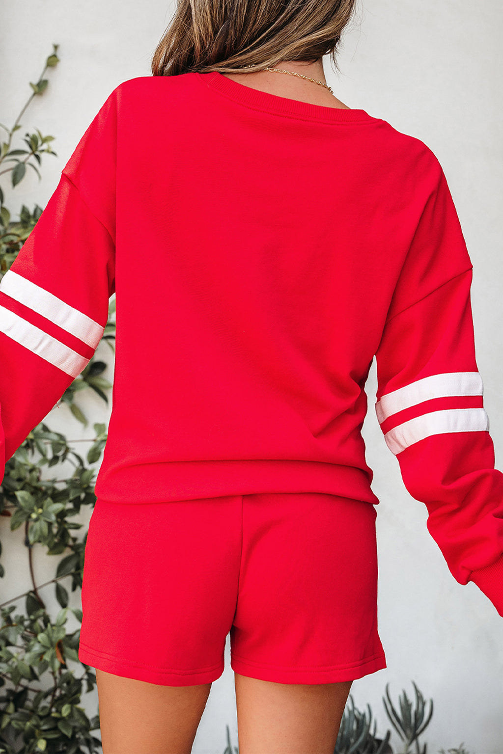 Fiery Red Glitter Game Day Slogan Football Patch Varsity Graphic Two Piece Set