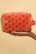 Pink Durable PVC Polka Dot Makeup Bag