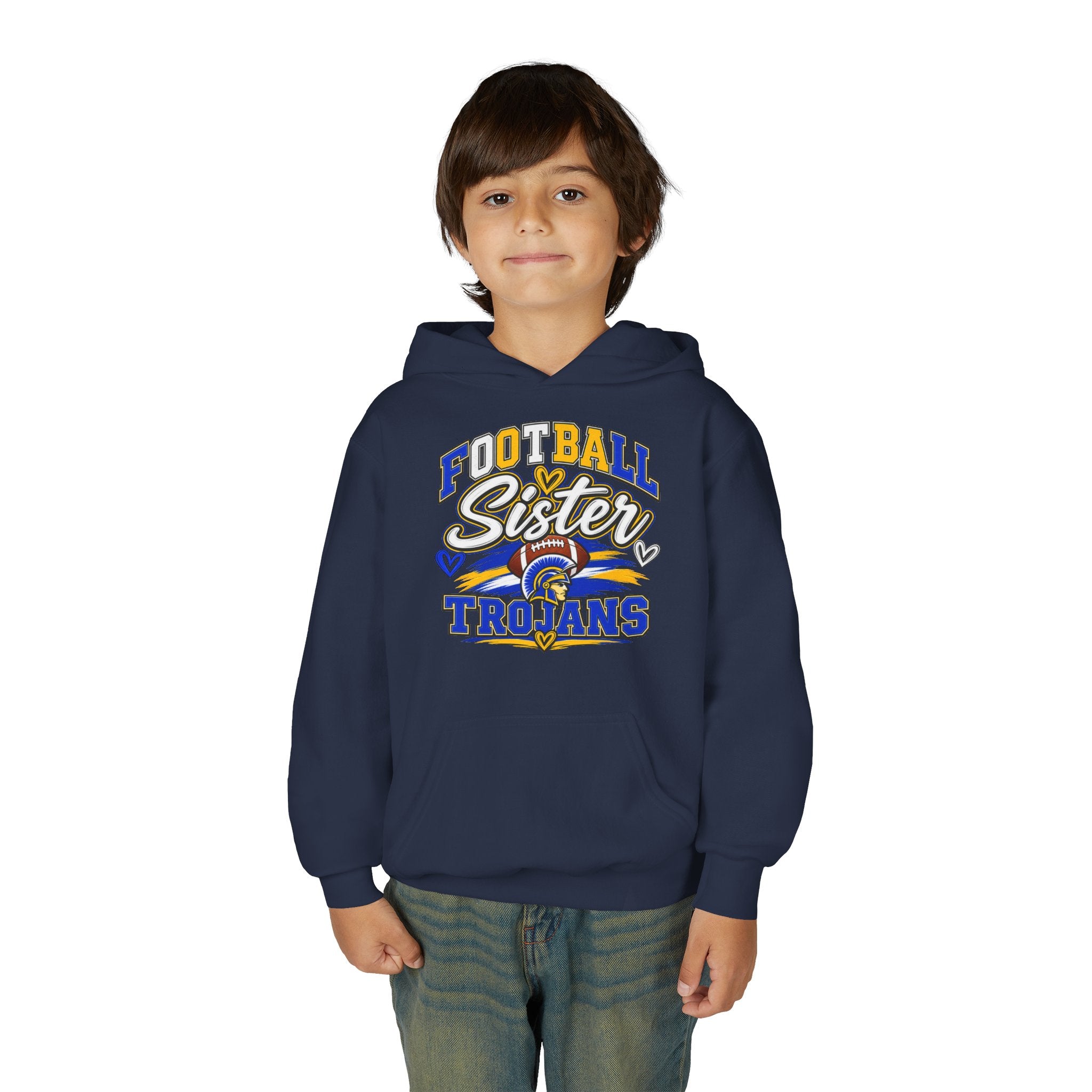 Youth Hoodie - "Football Sister" Trojans Team Spirit Pullover
