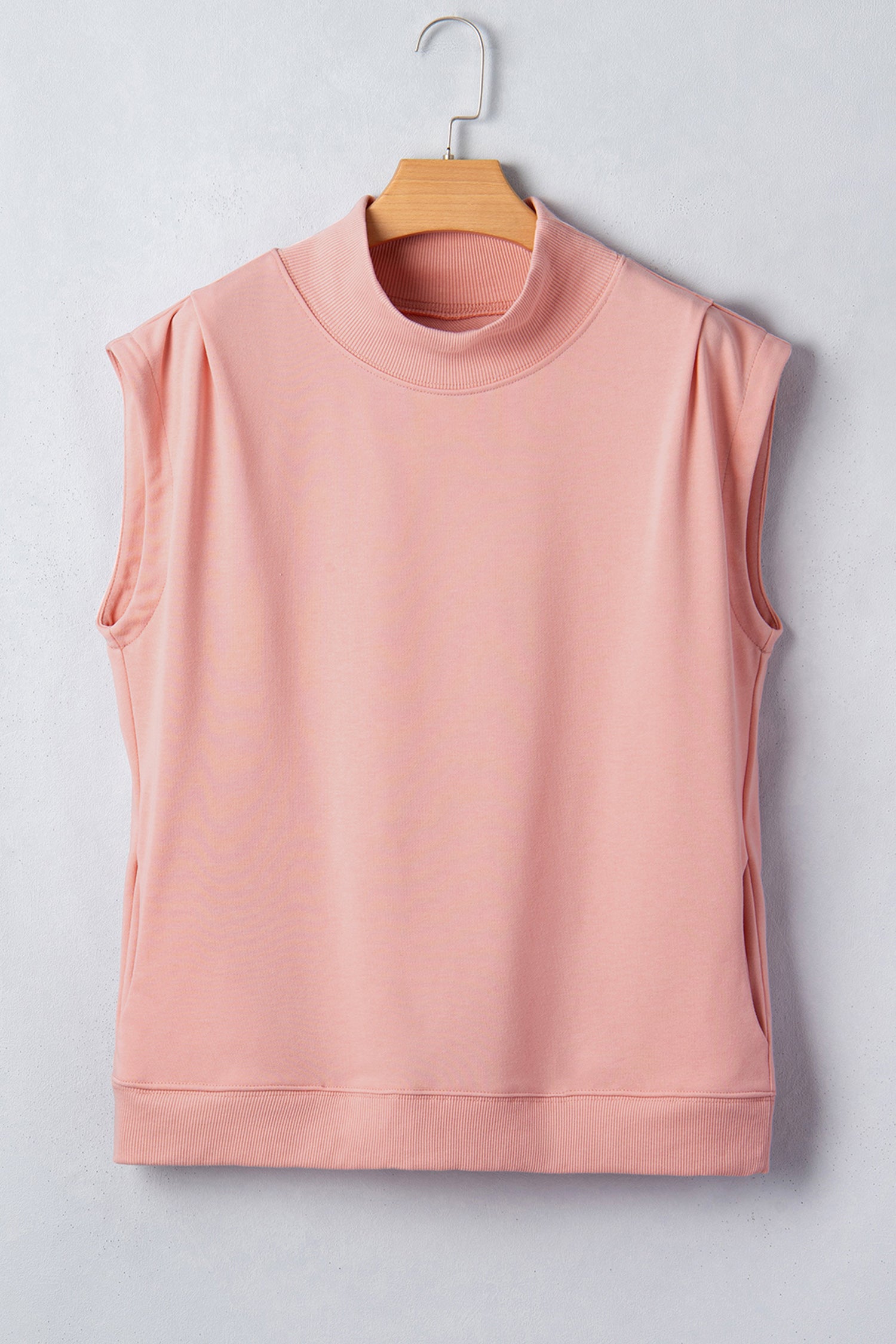 Yellow Solid Color High Neck Cap Sleeve Loose Top