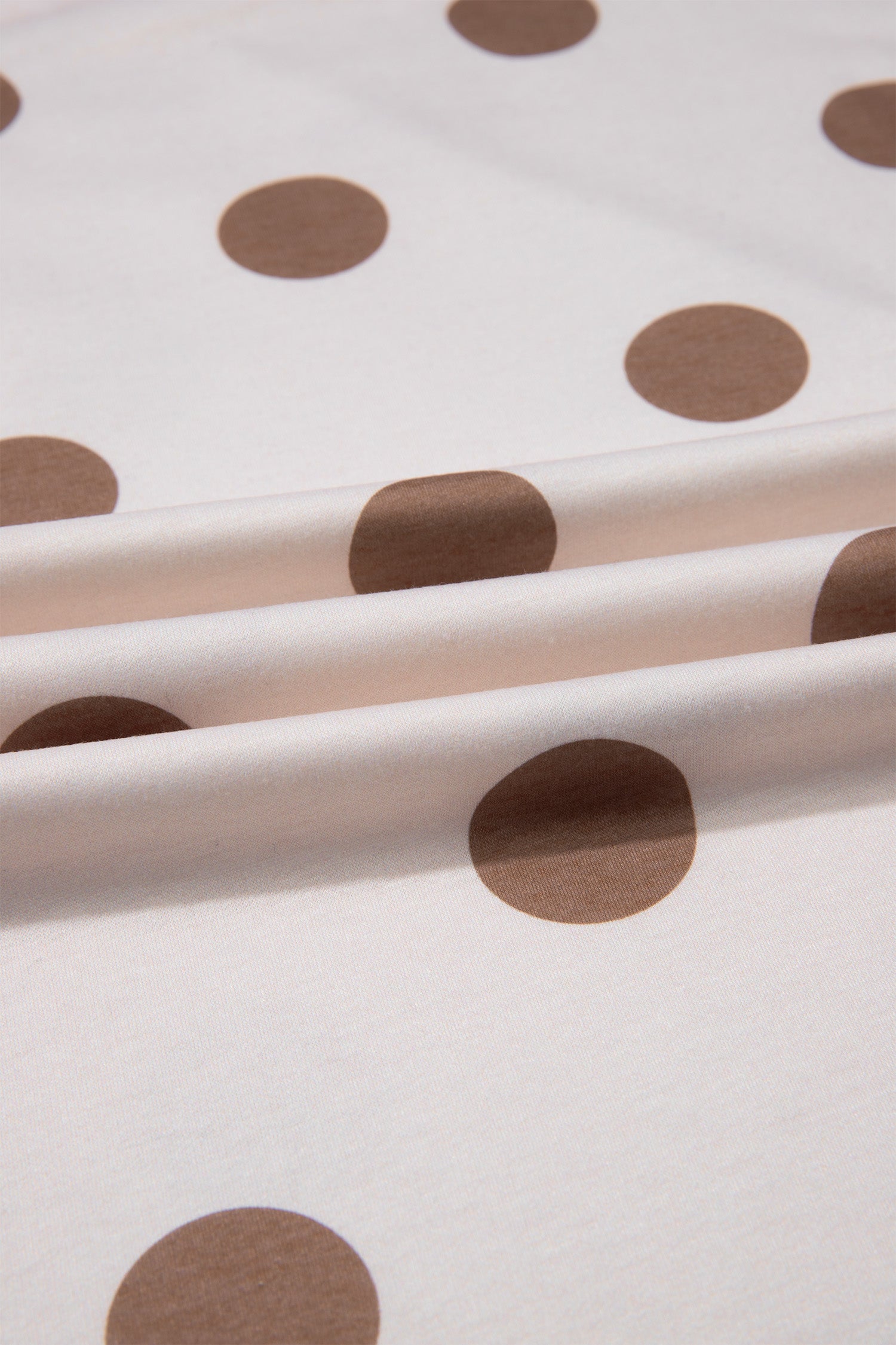 Beige Polka Dot Wide Leg Elastic Waist Casual Pants