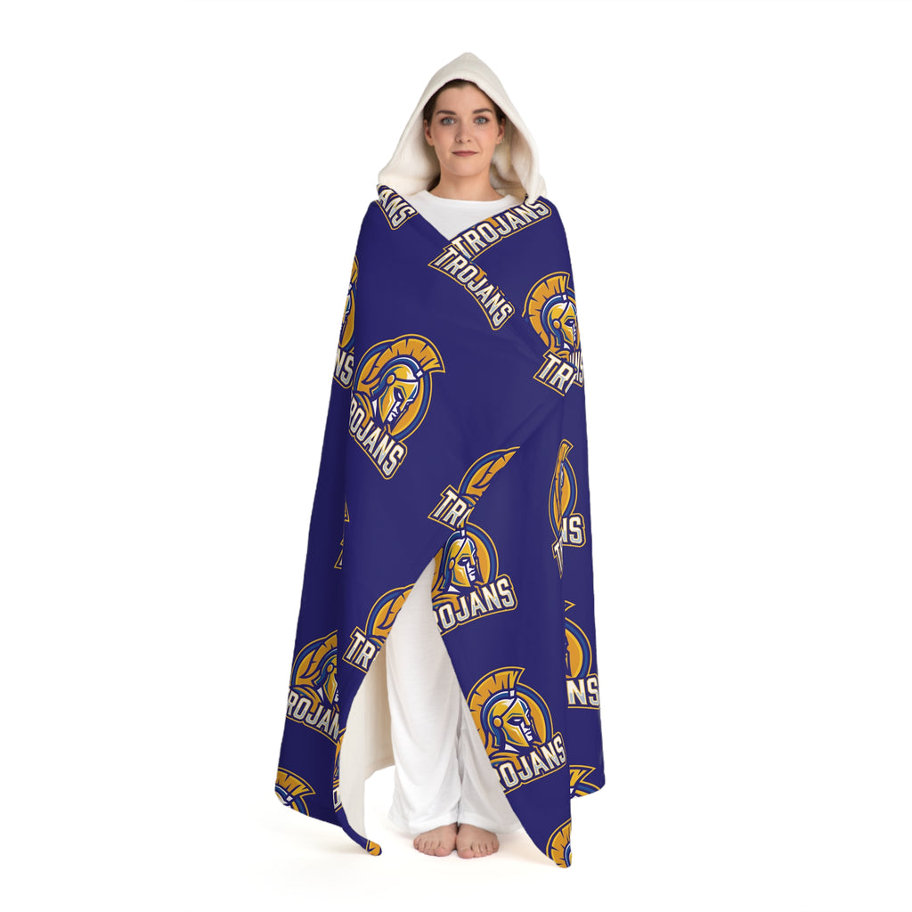 Trojans Hooded Sherpa Blanket — Cozy Fleece Hoodie with Team Logo