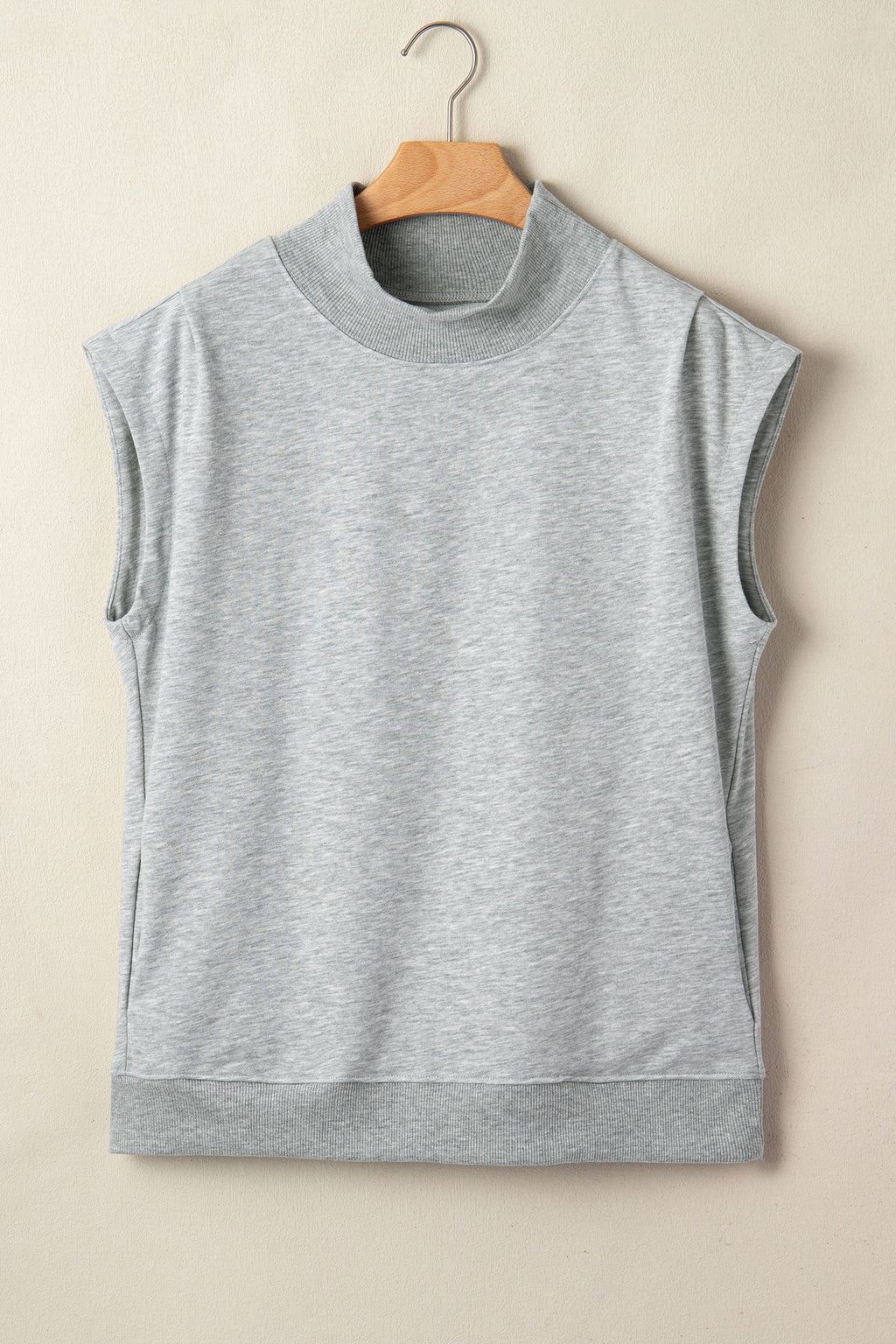 Yellow Solid Color High Neck Cap Sleeve Loose Top