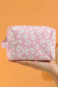 Light Pink Leopard Print PVC Travel Makeup Organizer Cosmetic Bag